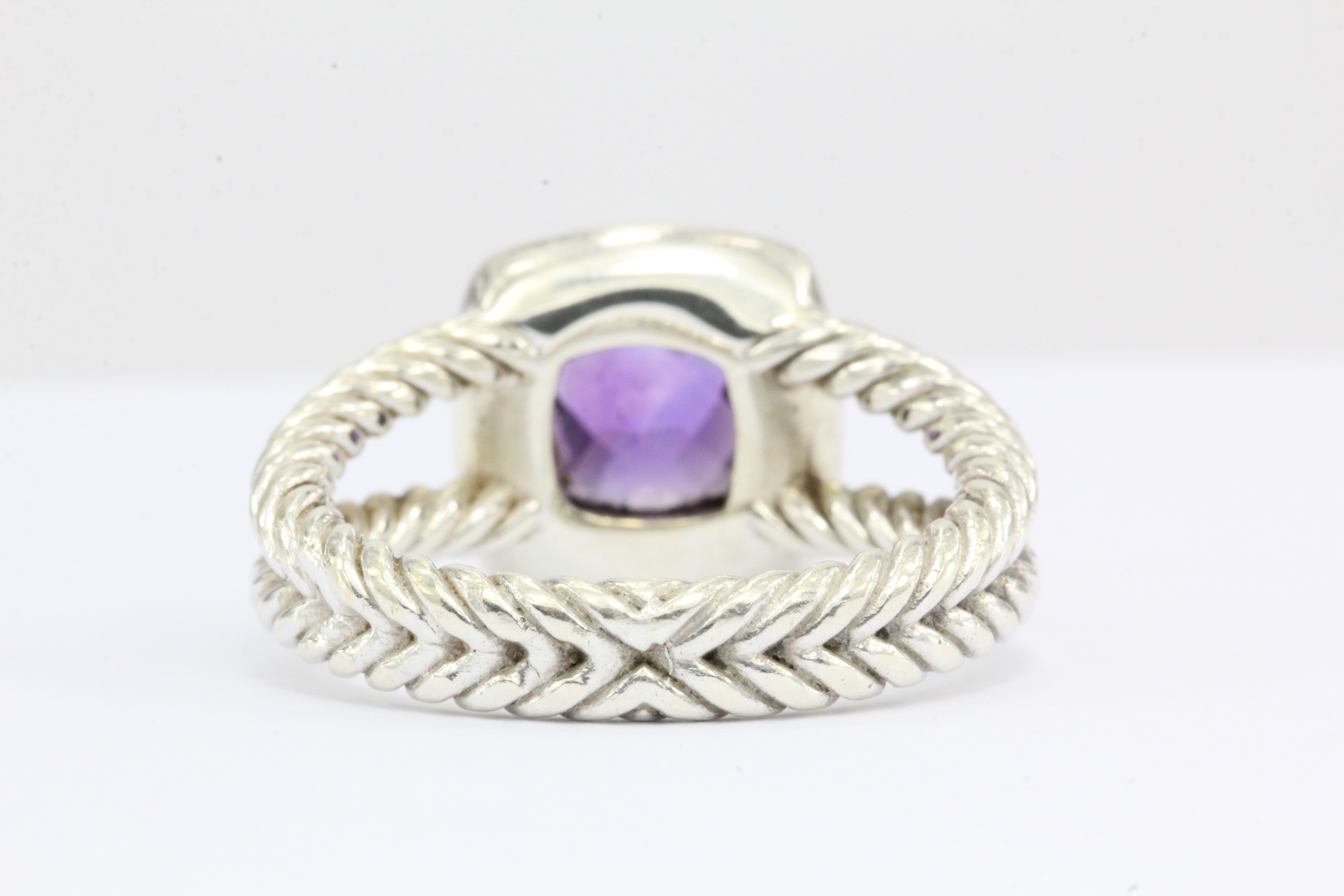 David Yurman Sterling Silver Diamond & Amethyst Petite Albion Ring - Queen May