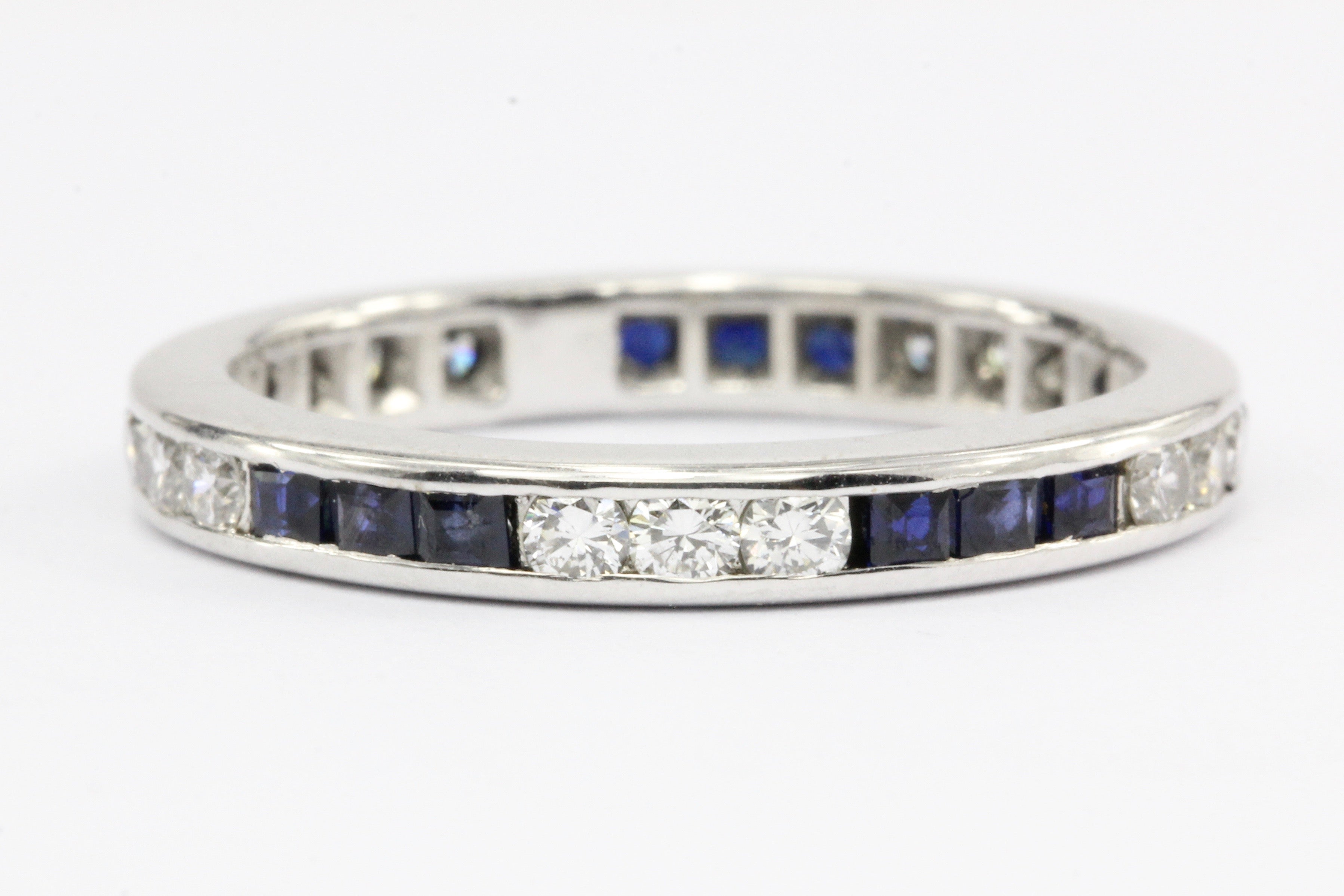 Platinum Diamond & Sapphire 1 CTW Eternity Band Size 6.75 - Queen May