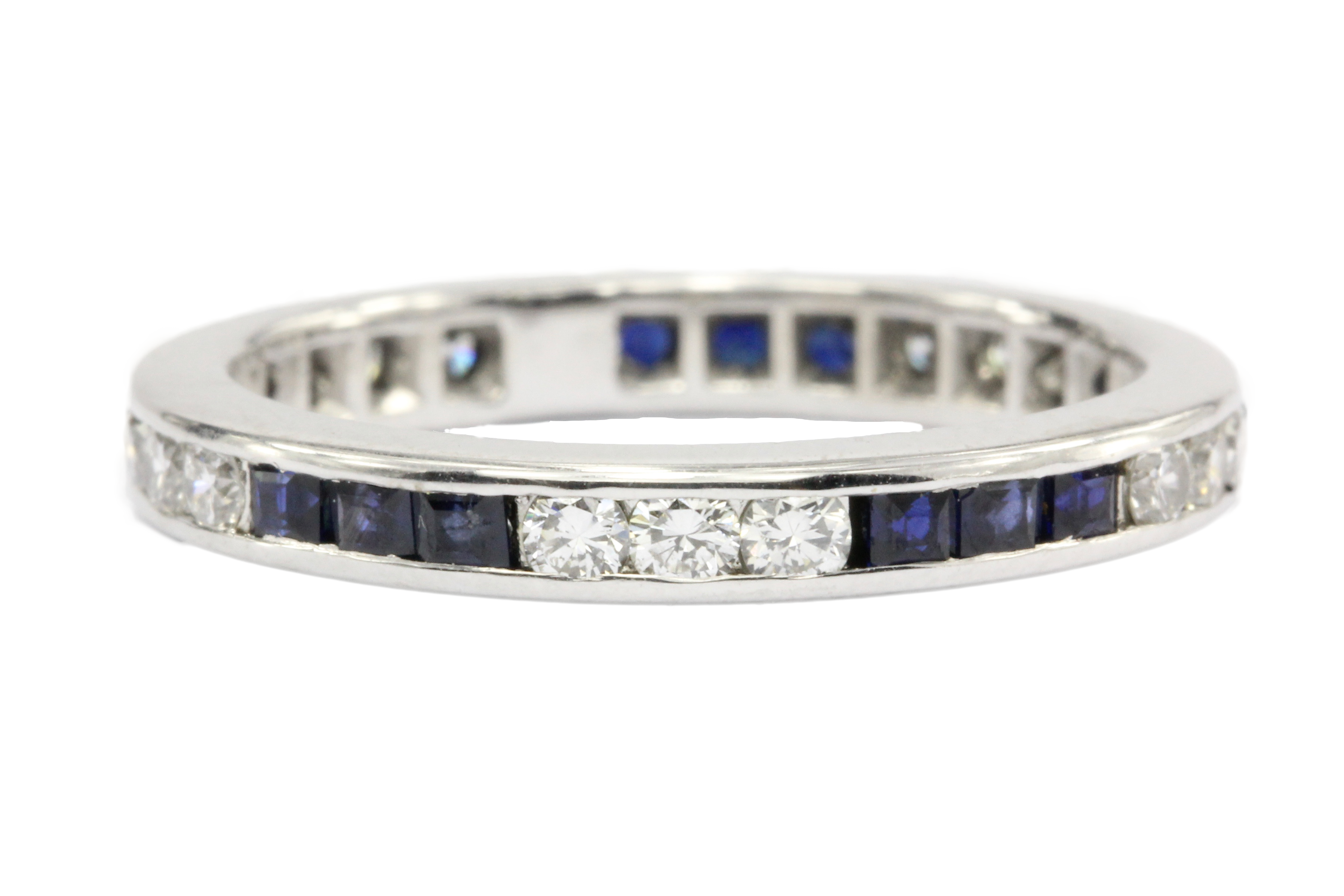 Platinum Diamond & Sapphire 1 CTW Eternity Band Size 6.75 - Queen May
