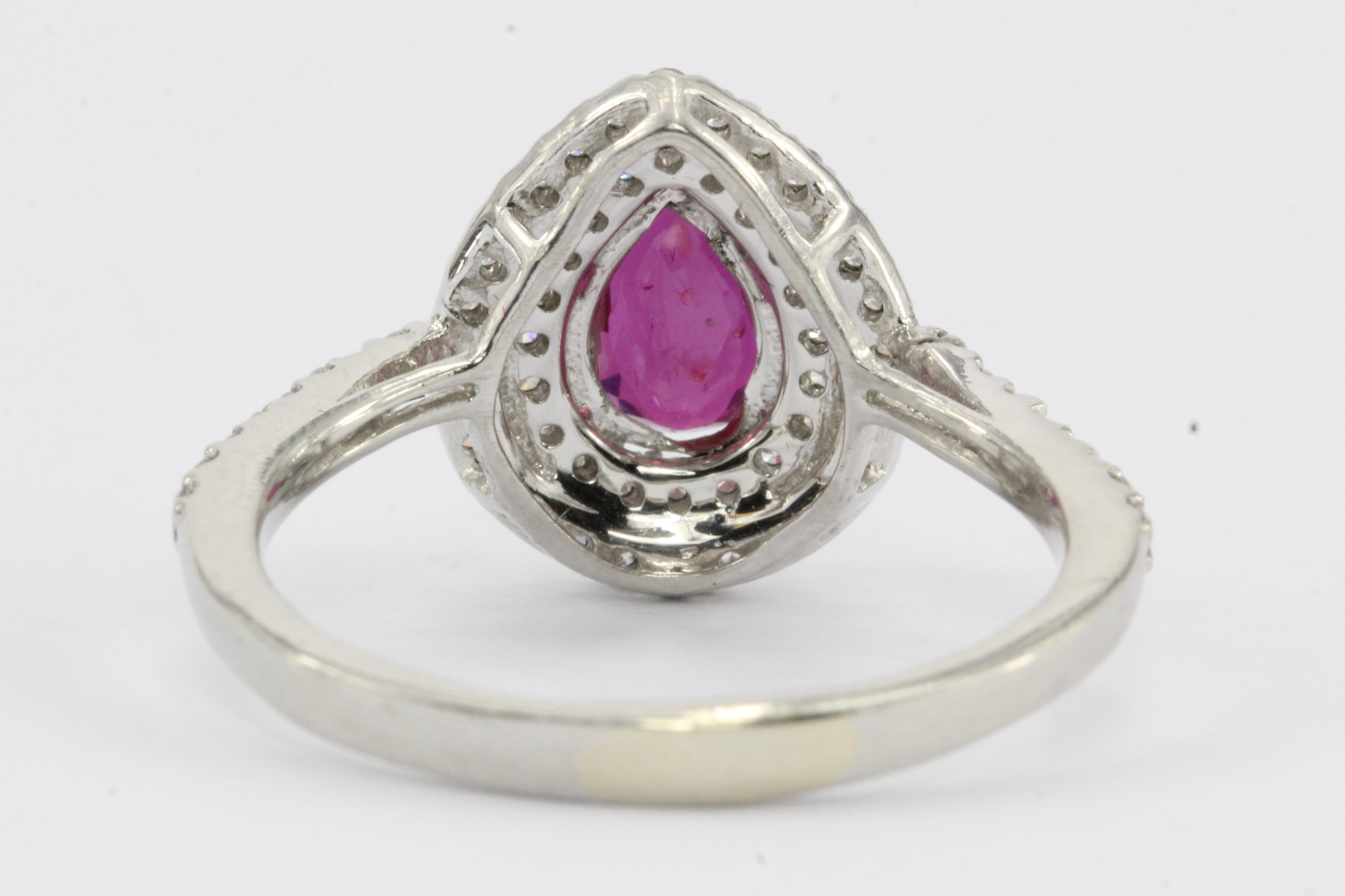 GIA Natural No Heat Platinum Ruby & Diamond Halo Engagement Ring - Queen May