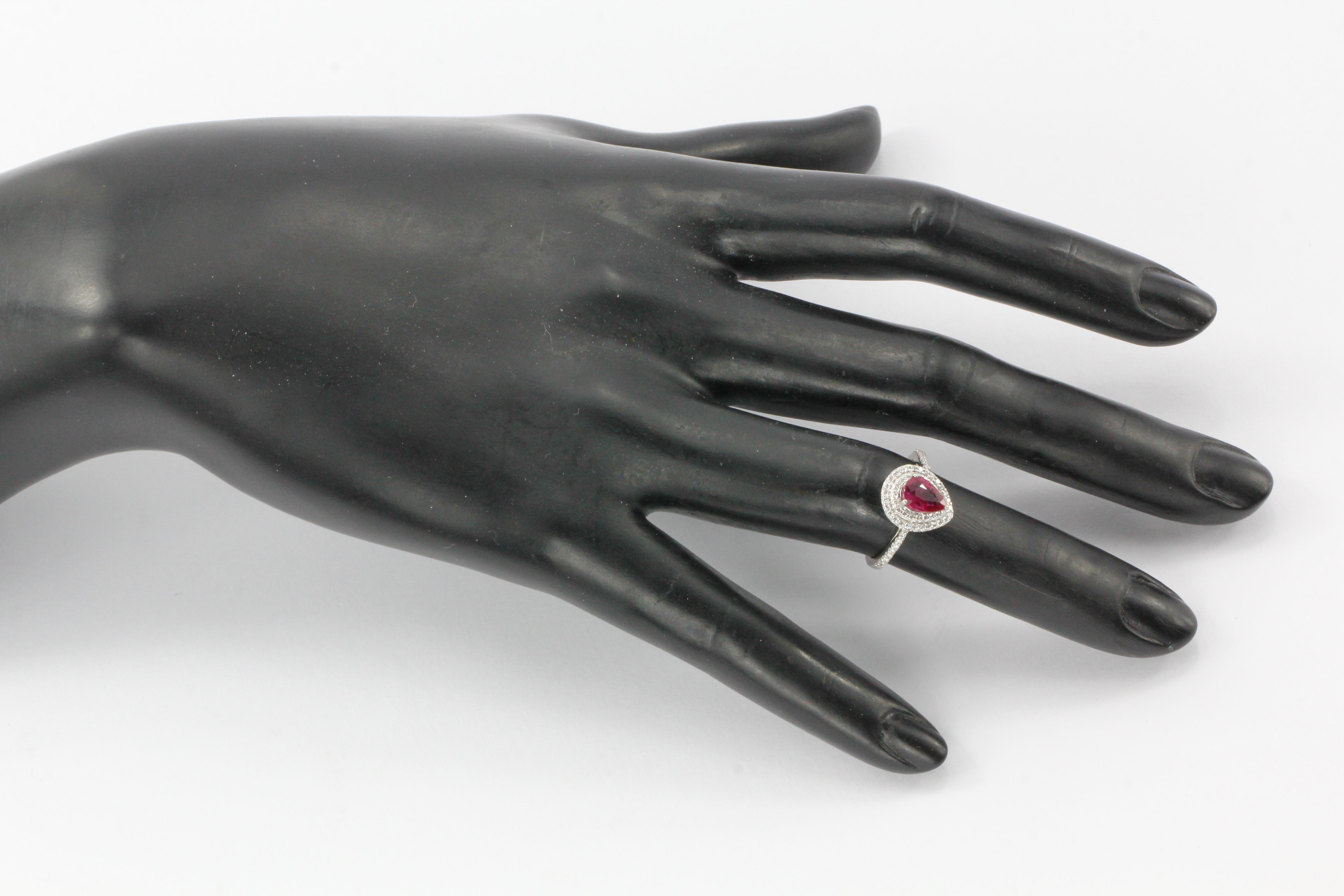 GIA Natural No Heat Platinum Ruby & Diamond Halo Engagement Ring - Queen May
