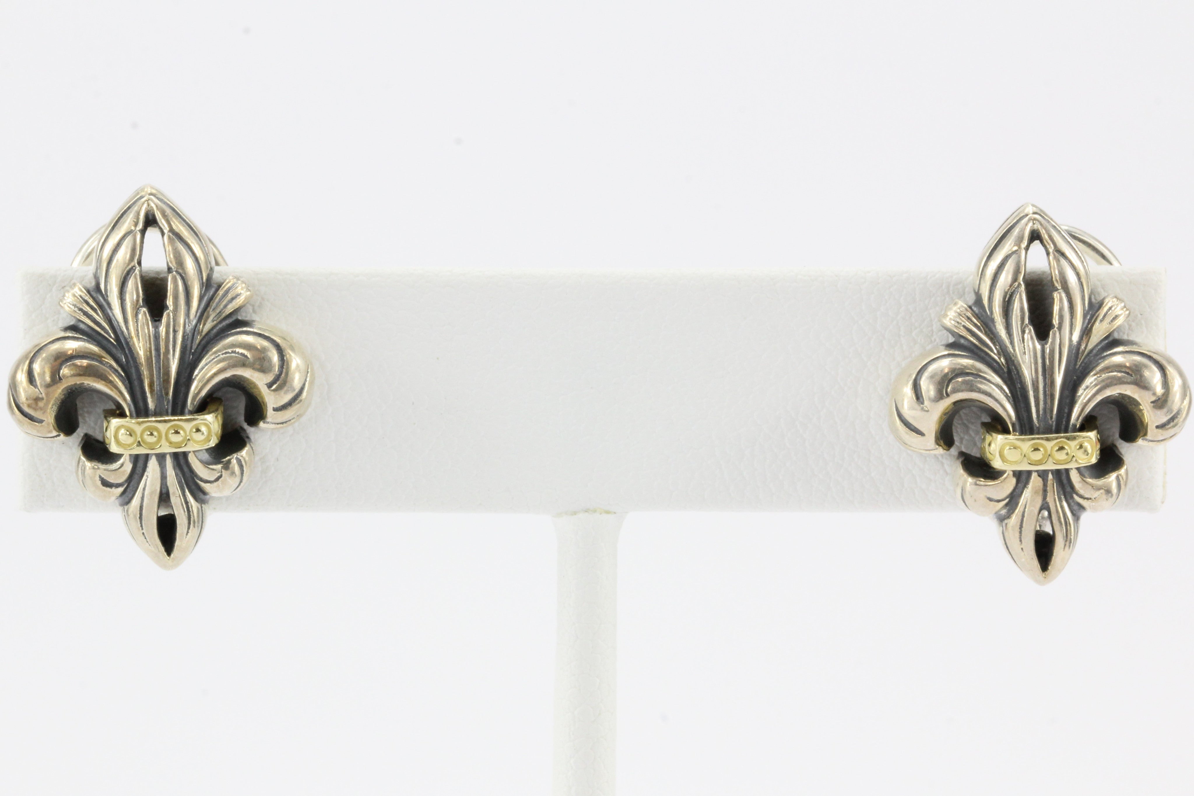 Lagos Two Tone Sterling & 18K Gold Fleur-de-lis Earrings - Queen May