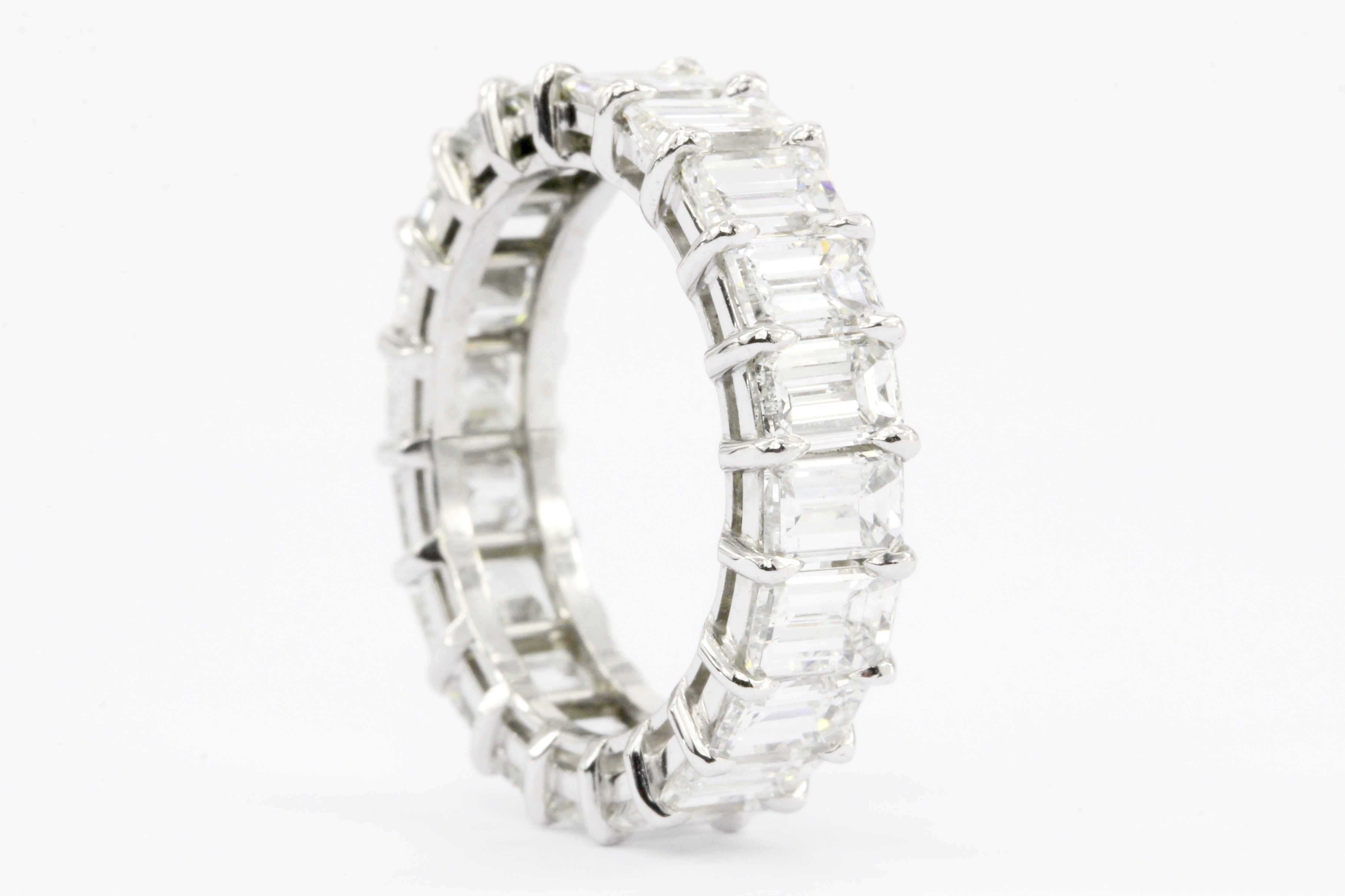 Platinum 5.5 CTW Emerald Cut Diamond Eternity Band - Queen May