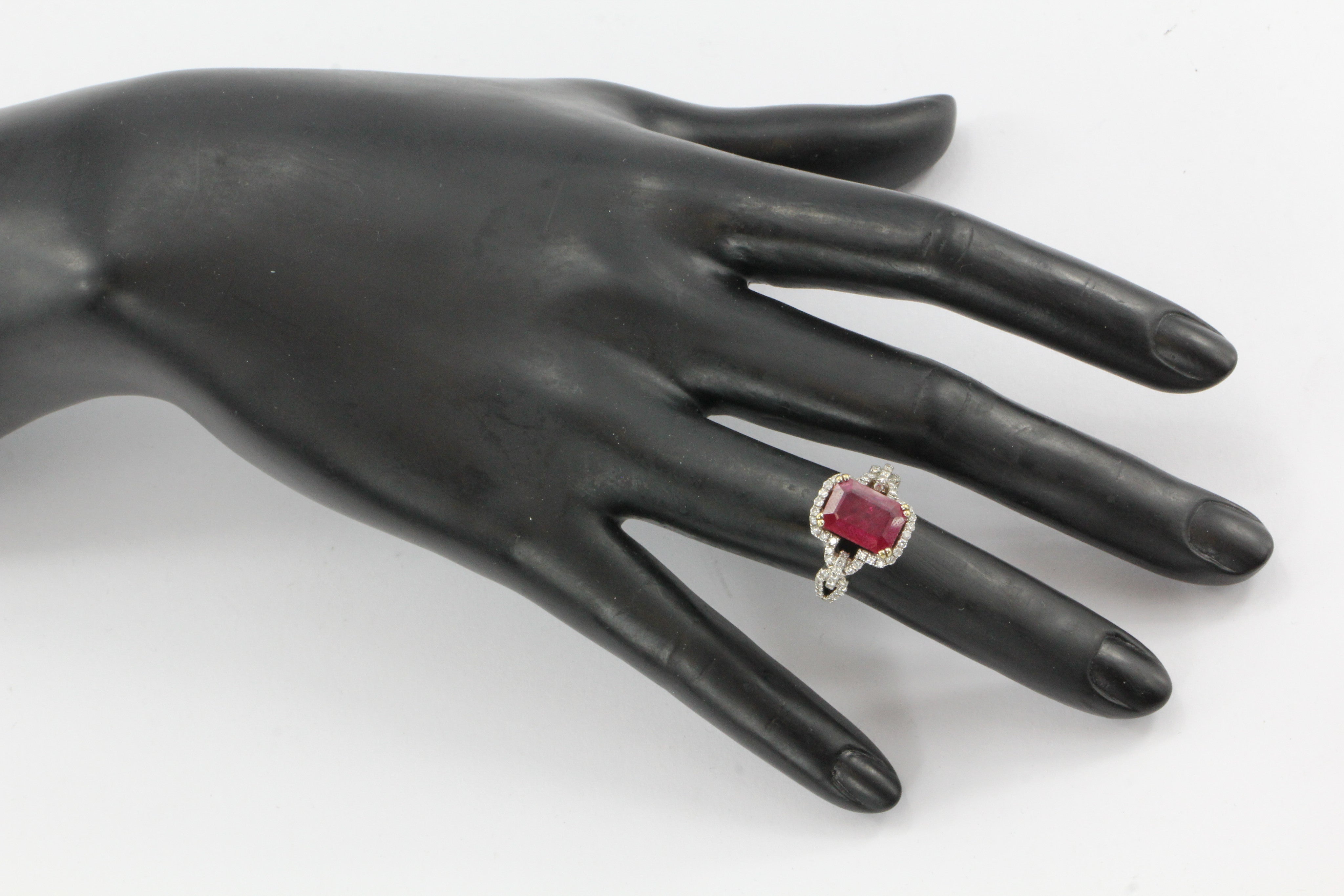 4.5 Carat Natural Ruby in 18K White Gold & Diamond Setting Ring GIA Certified - Queen May