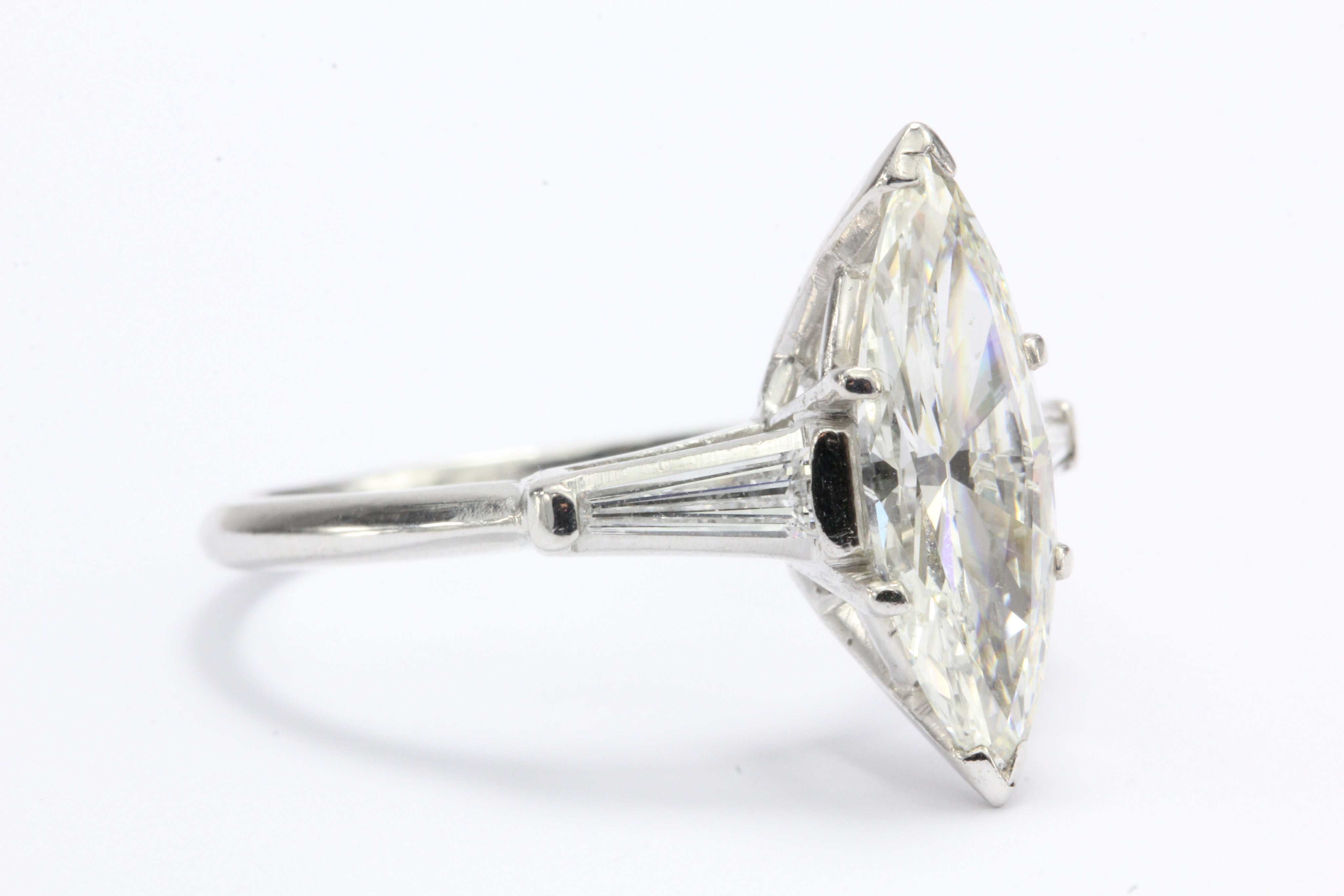 Platinum 1.5 Carat Marquise Engagement Ring 1.7 CTW - Queen May