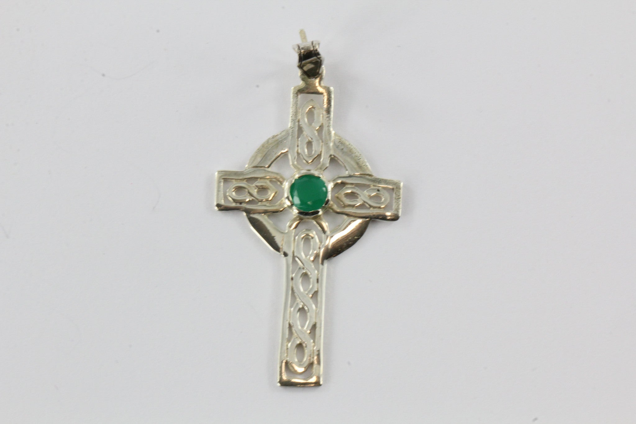 Sterling Silver & Emerald Irish Cross - Queen May