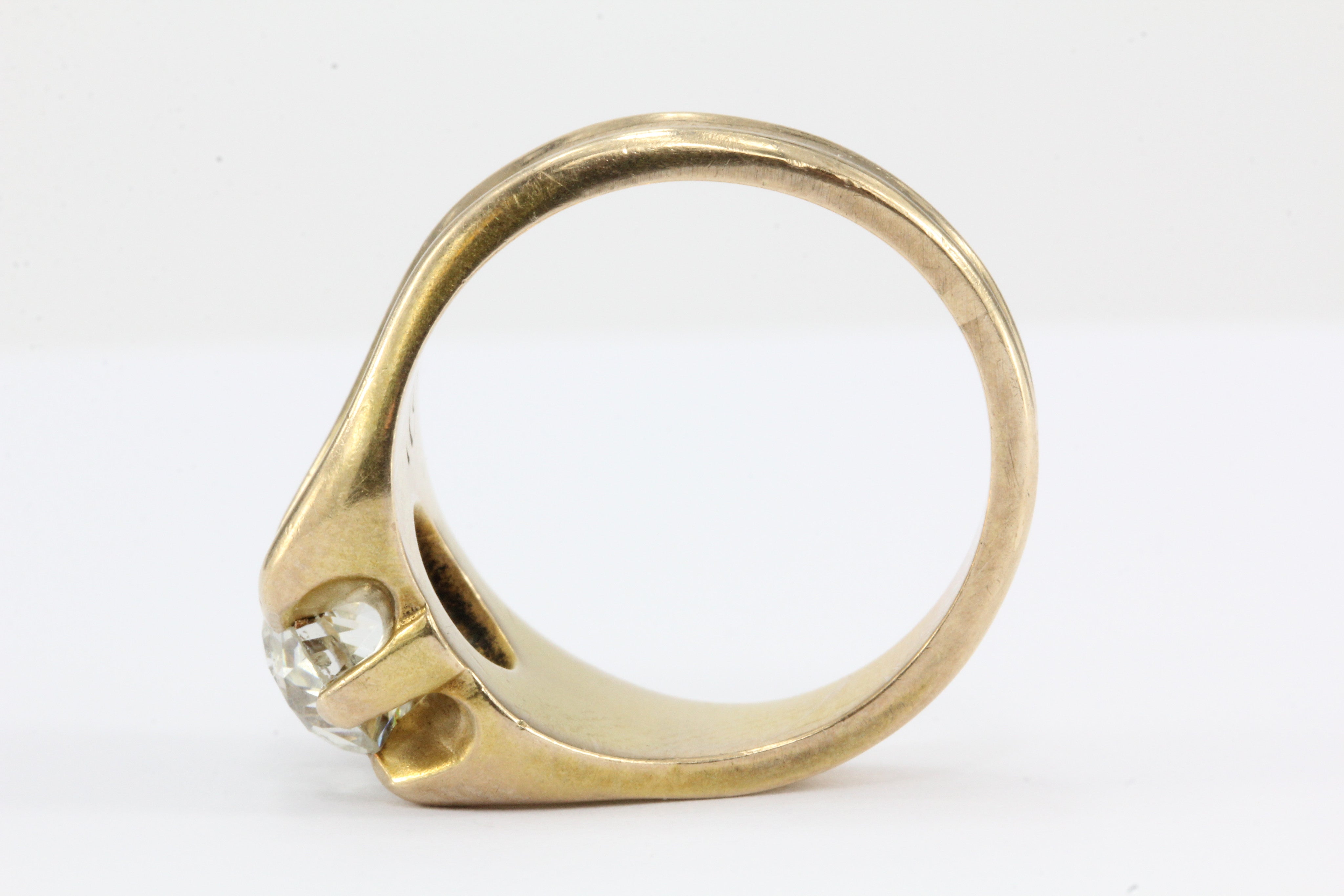 Victorian 1.53 Carat Old European Diamond in 10K Gold Belcher Mounted Ring - Queen May