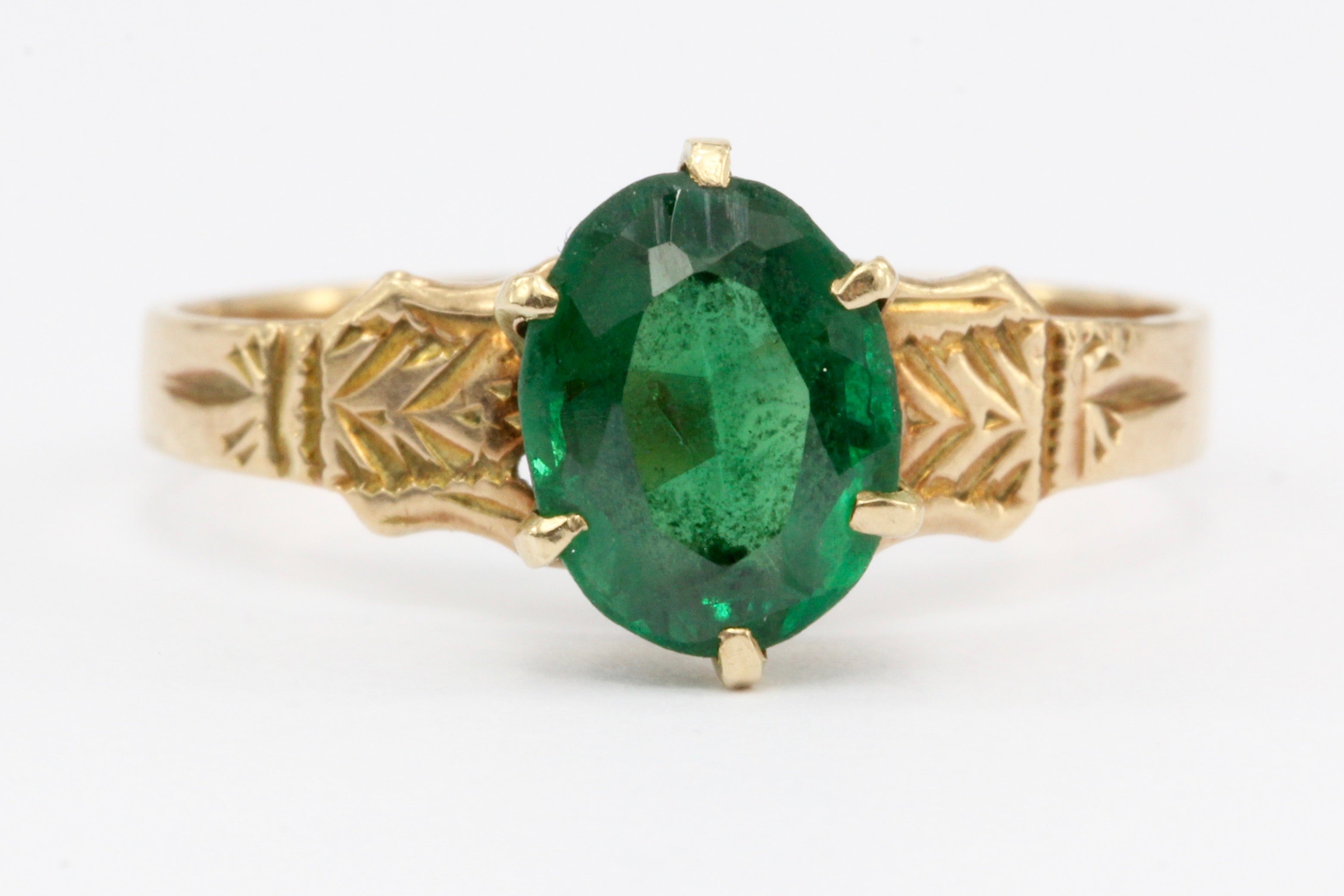 Victorian 10K Rose Gold & Emerald Ring c.1890 - Queen May