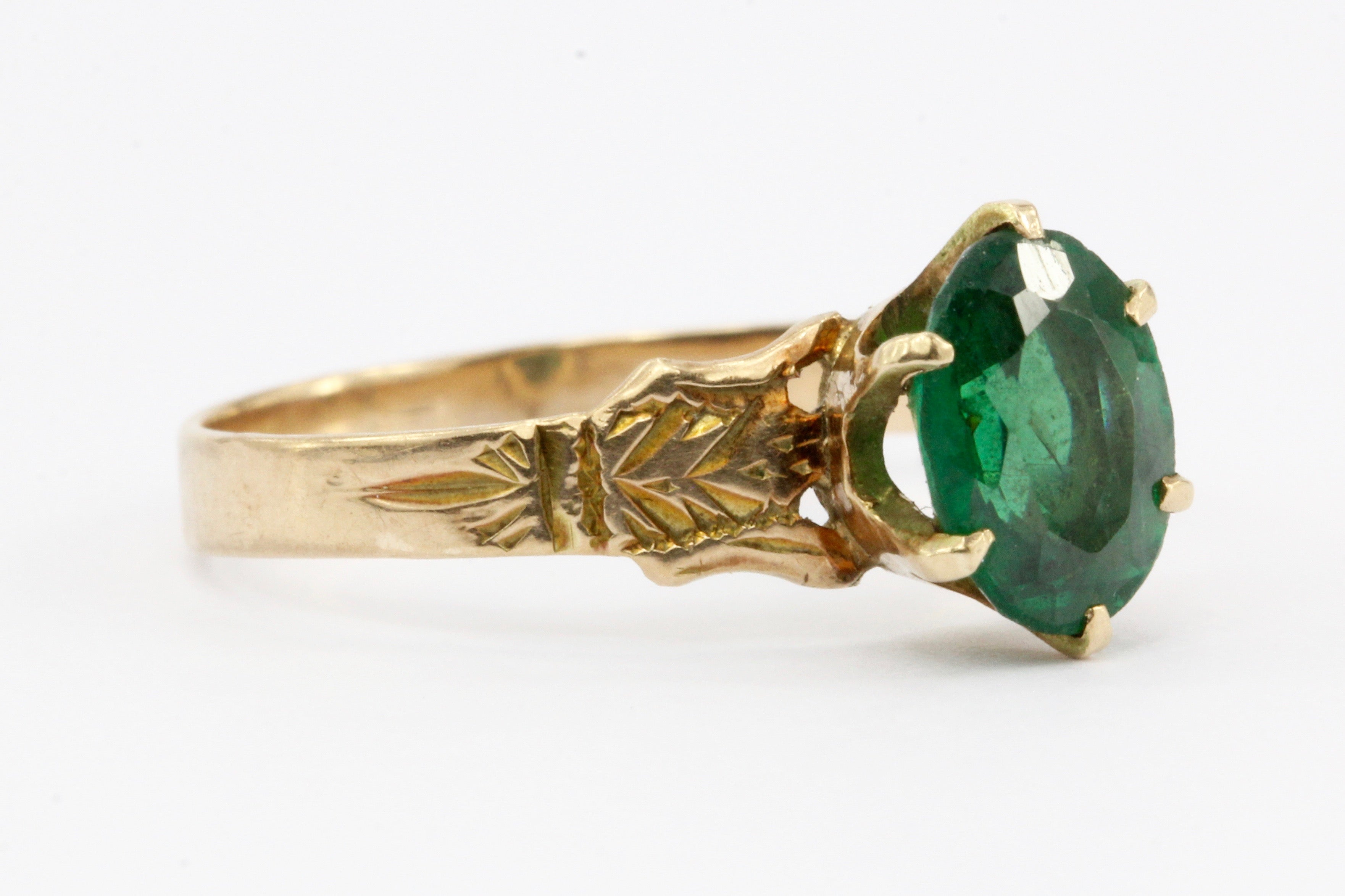 Victorian 10K Rose Gold & Emerald Ring c.1890 - Queen May