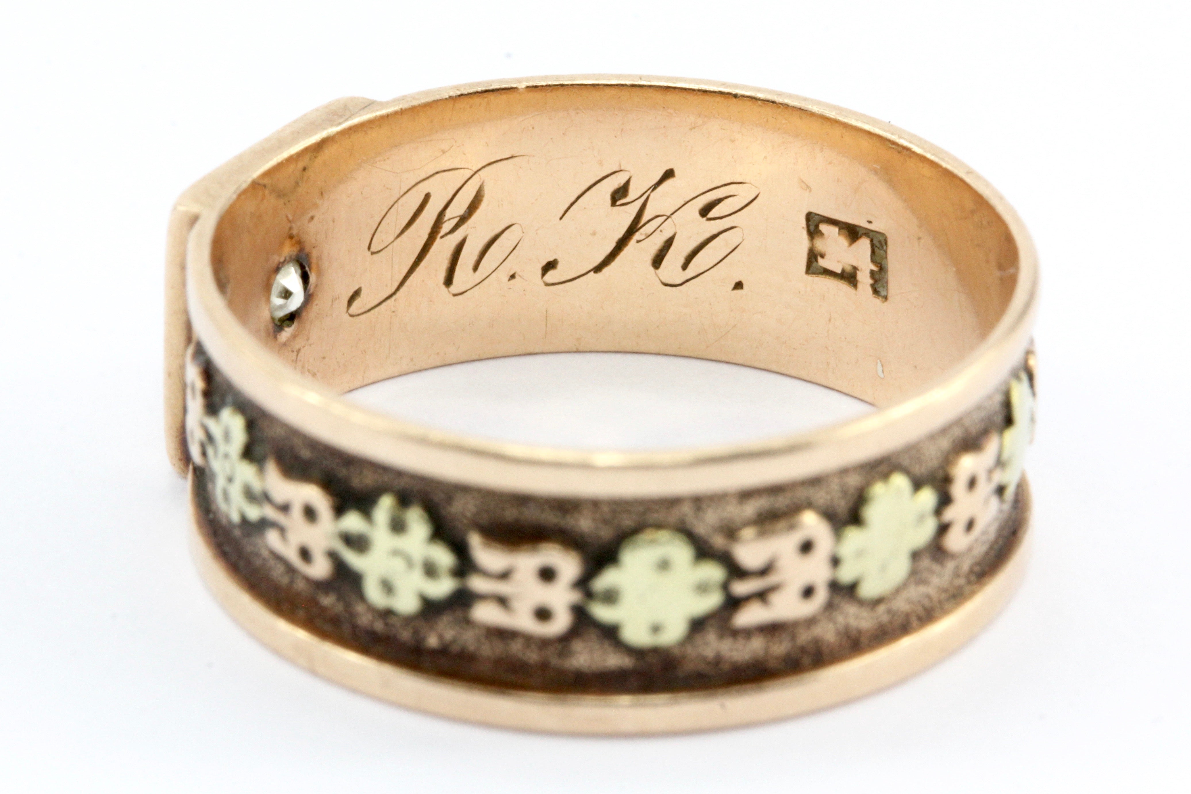 Victorian 14k Rose/ Yellow Gold Old Mine Cut Diamond Mens Ring / Band - Queen May