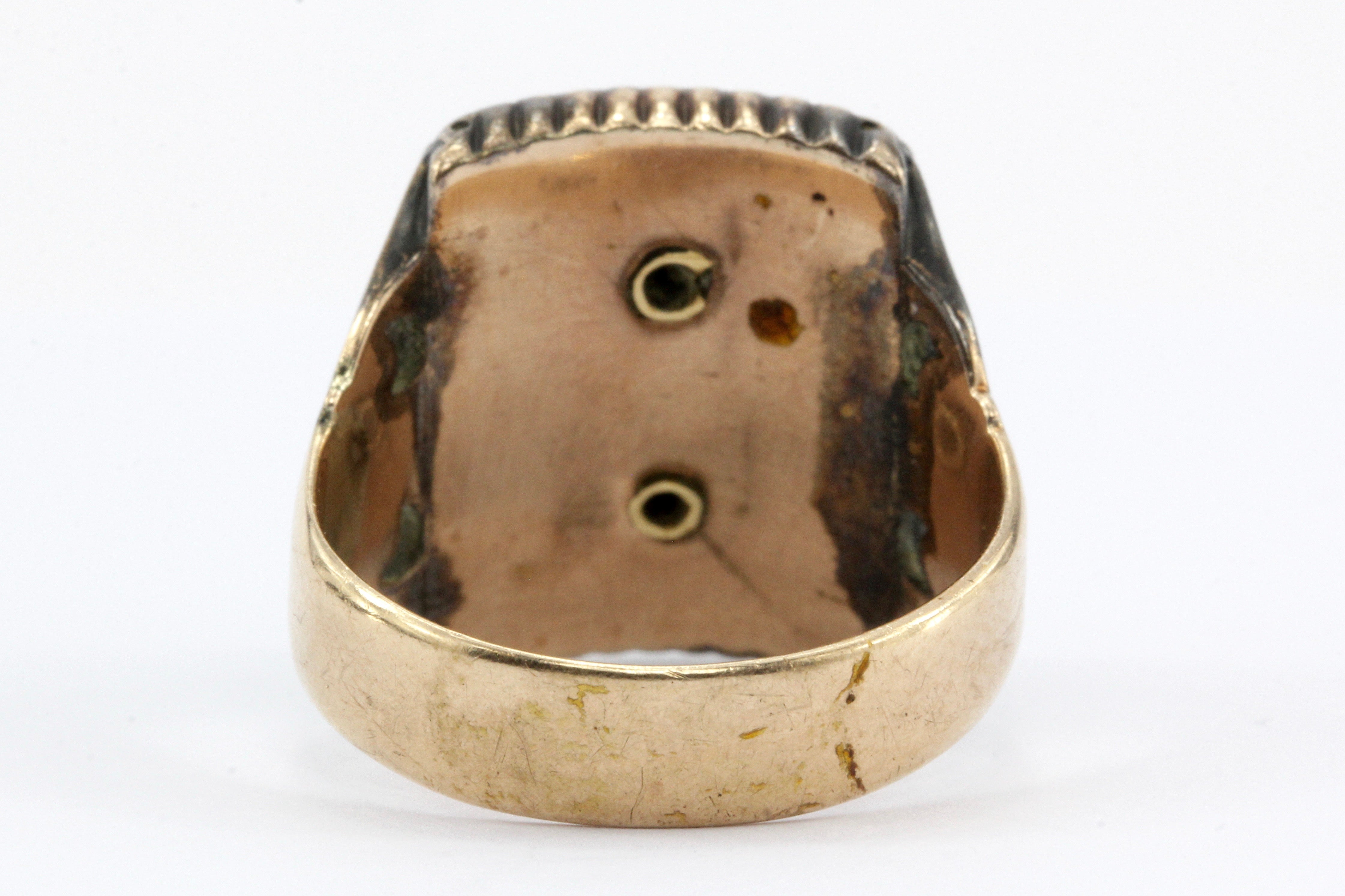 Victorian 14K Rose Gold Letter B Onyx Signet Ring c.1885 - Queen May