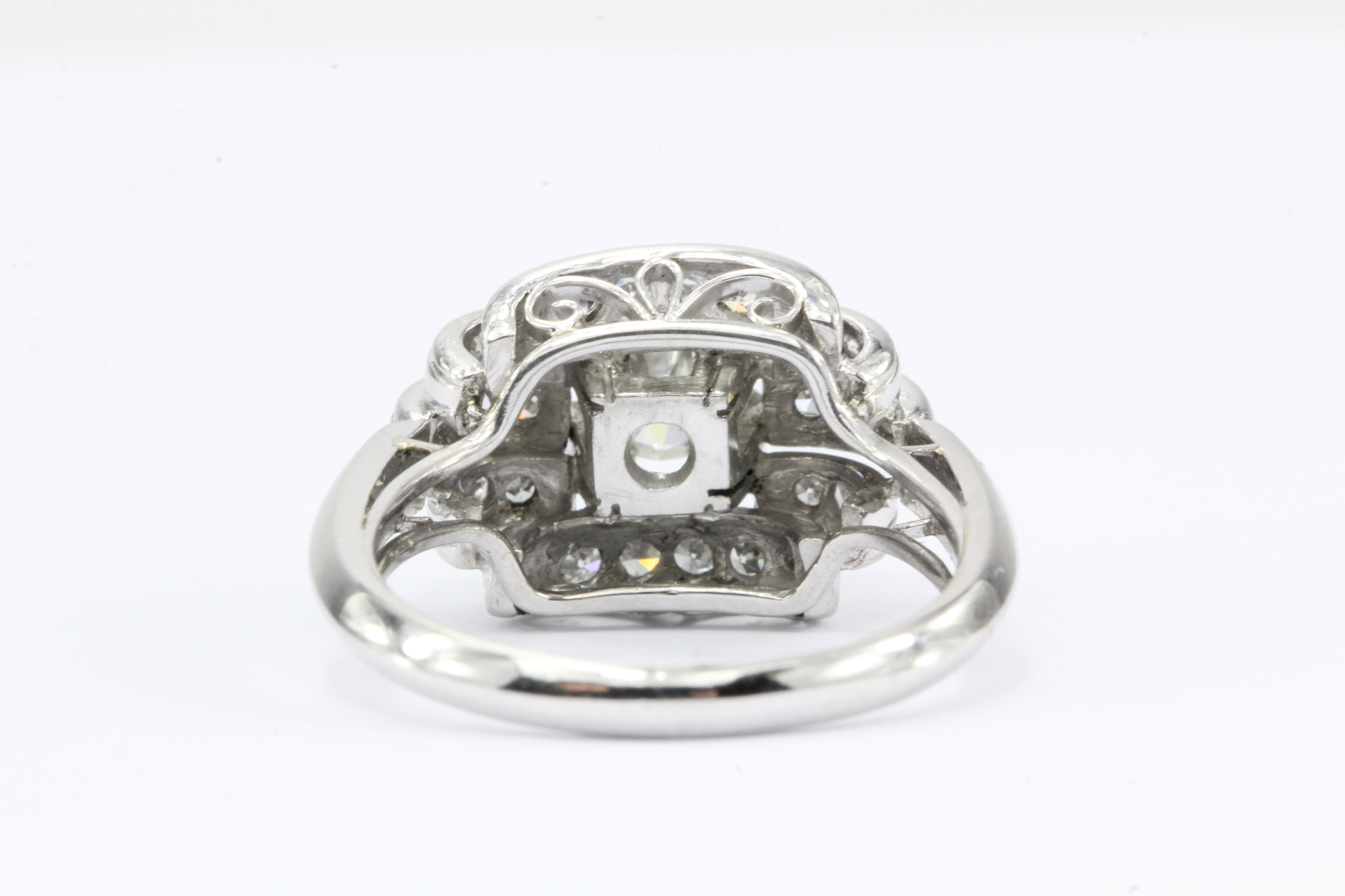 Art Deco 14K White Gold Old European Cut Diamond Engagement Ring c. 1930's - Queen May