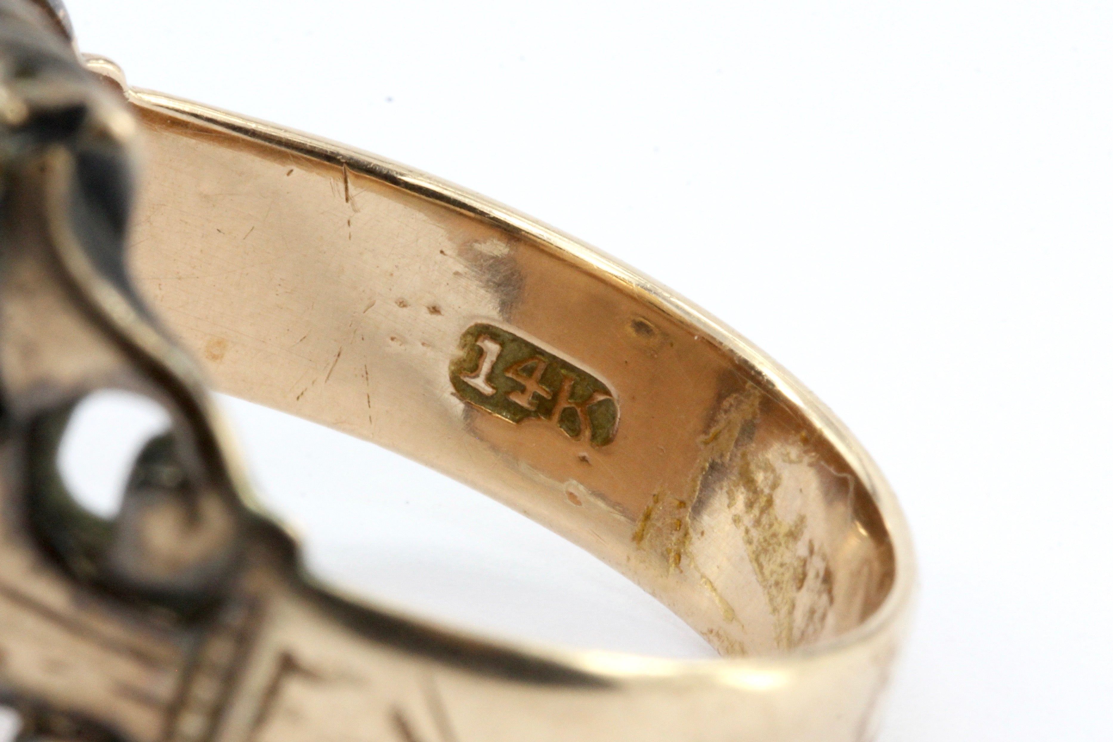 Victorian 14K Rose Gold Letter B Onyx Signet Ring c.1885 - Queen May