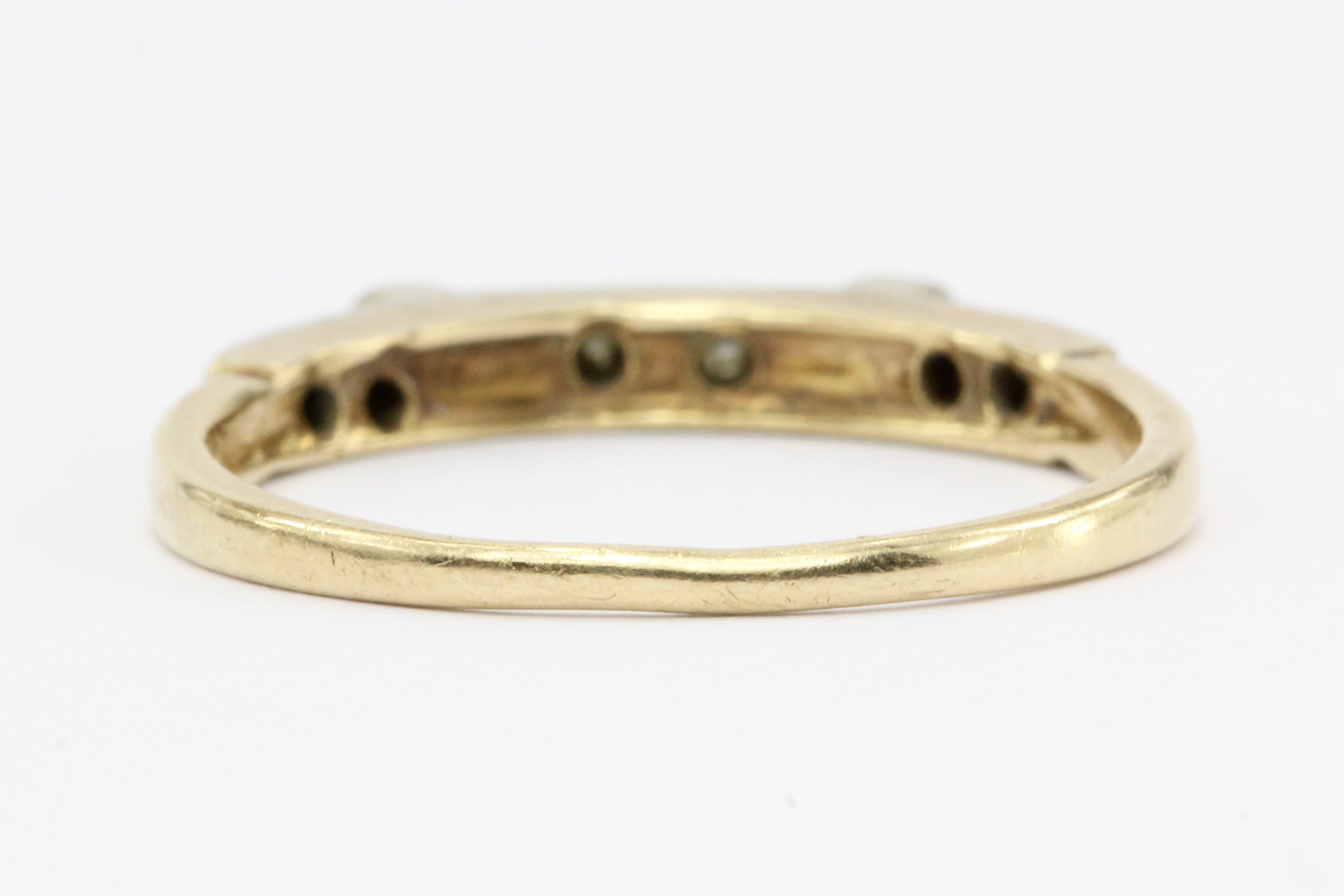 Art Deco 14K White & Yellow Gold Diamond Opal Stackable Band Ring c.1920's - Queen May