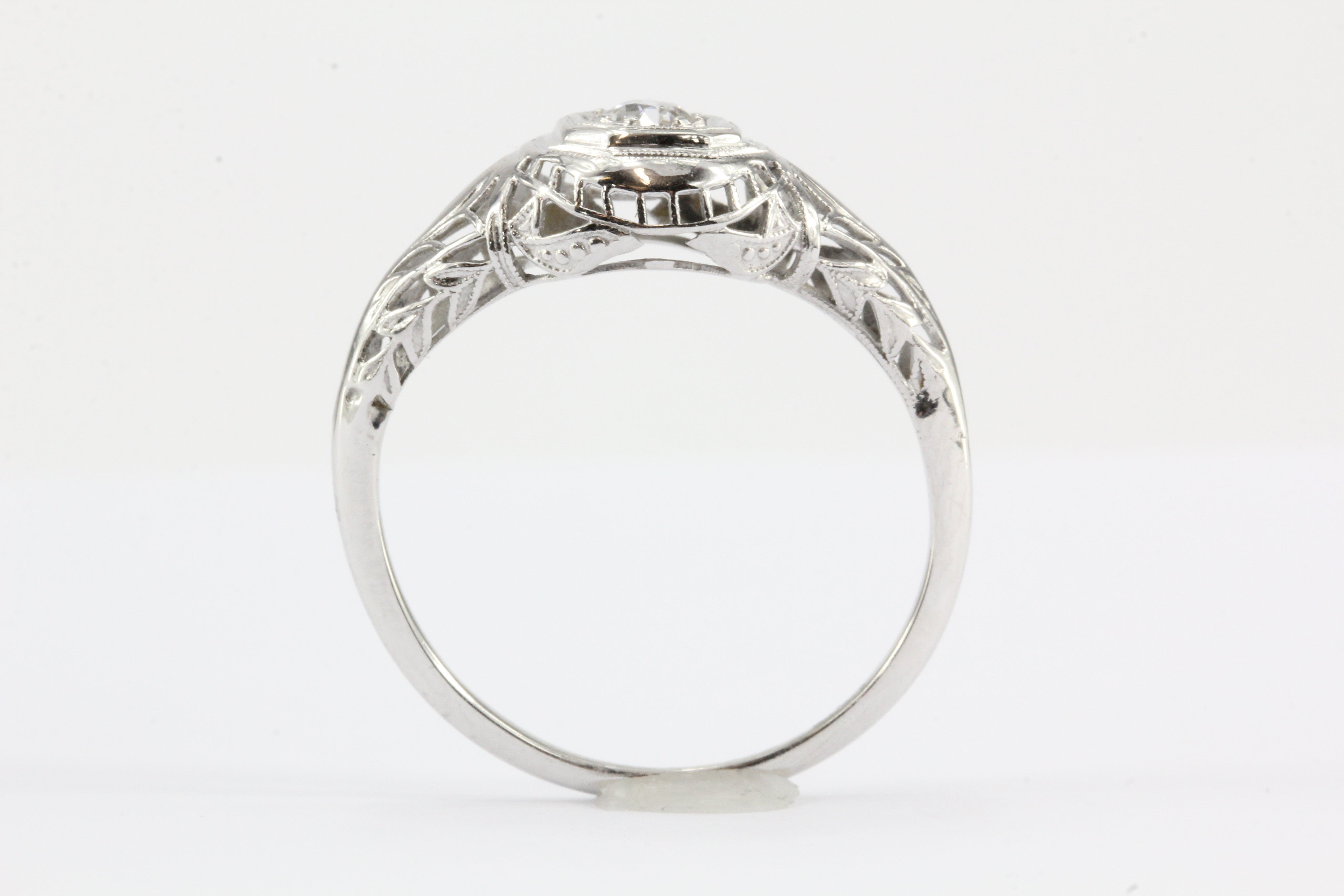 Art Deco 18K White Gold Old European Cut Diamond Engagement Ring c. 1920's - Queen May