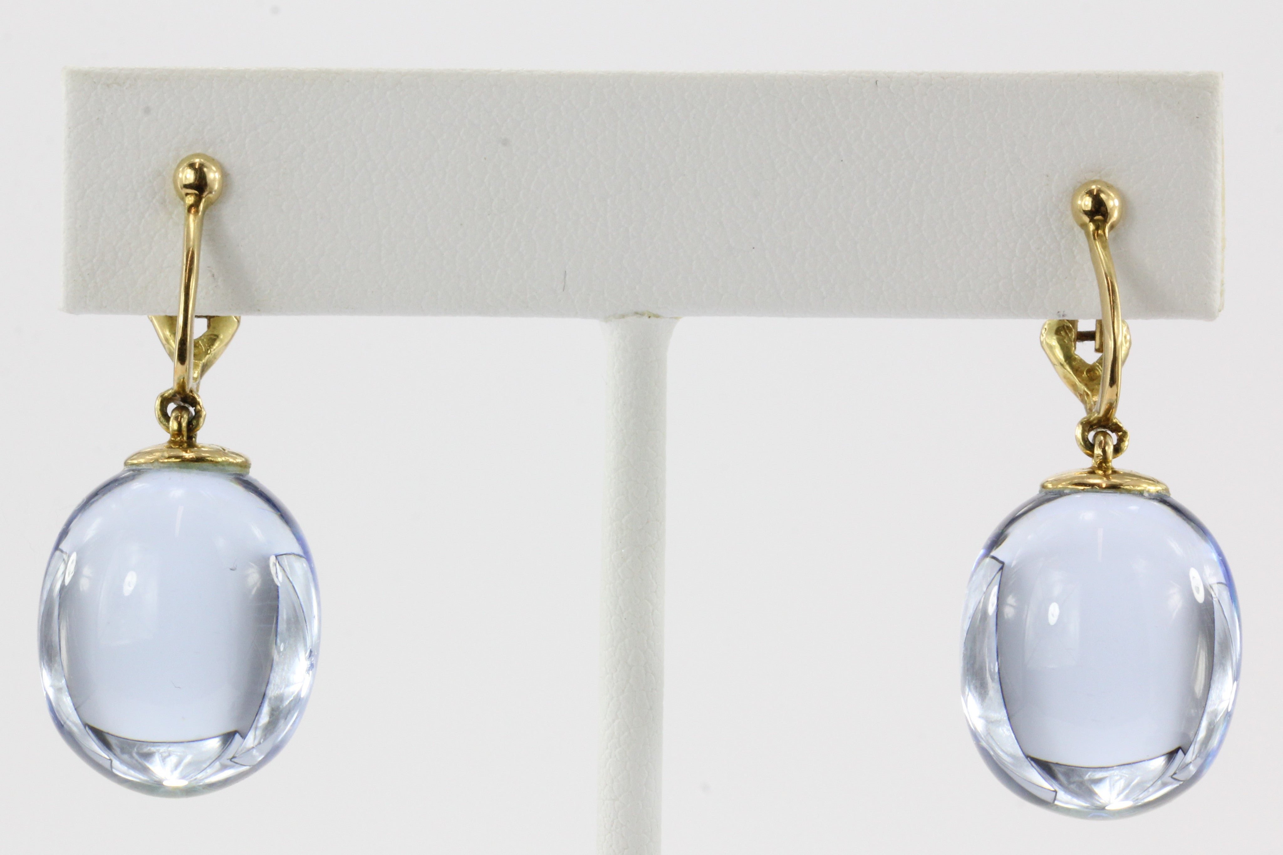 18K Gold Baccarat Tentation Aquamarine Crystal Drop Clip-On Earrings - Queen May