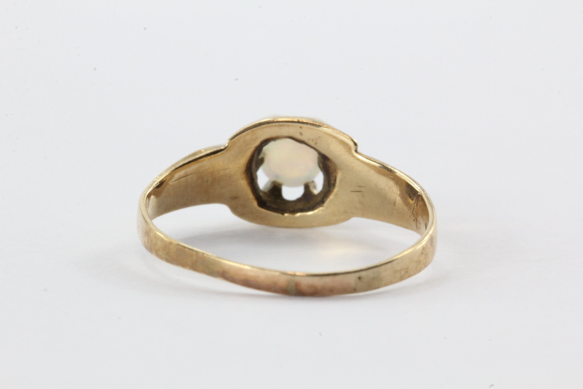 Antique 10K Gold Belcher Mounted Opal Ring - Queen May