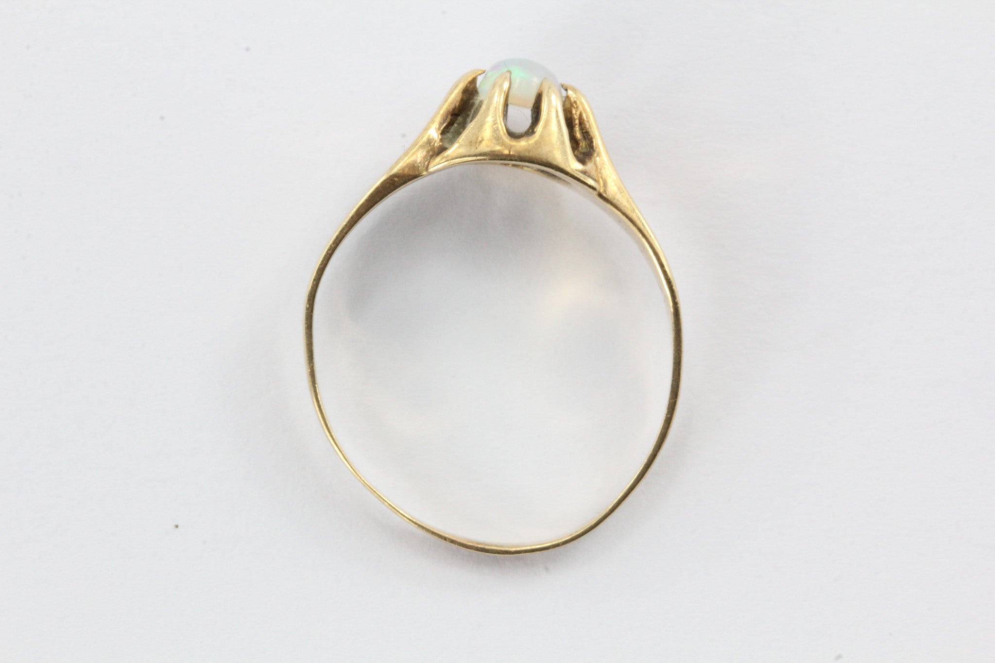 Antique 10K Gold Belcher Mounted Opal Ring - Queen May