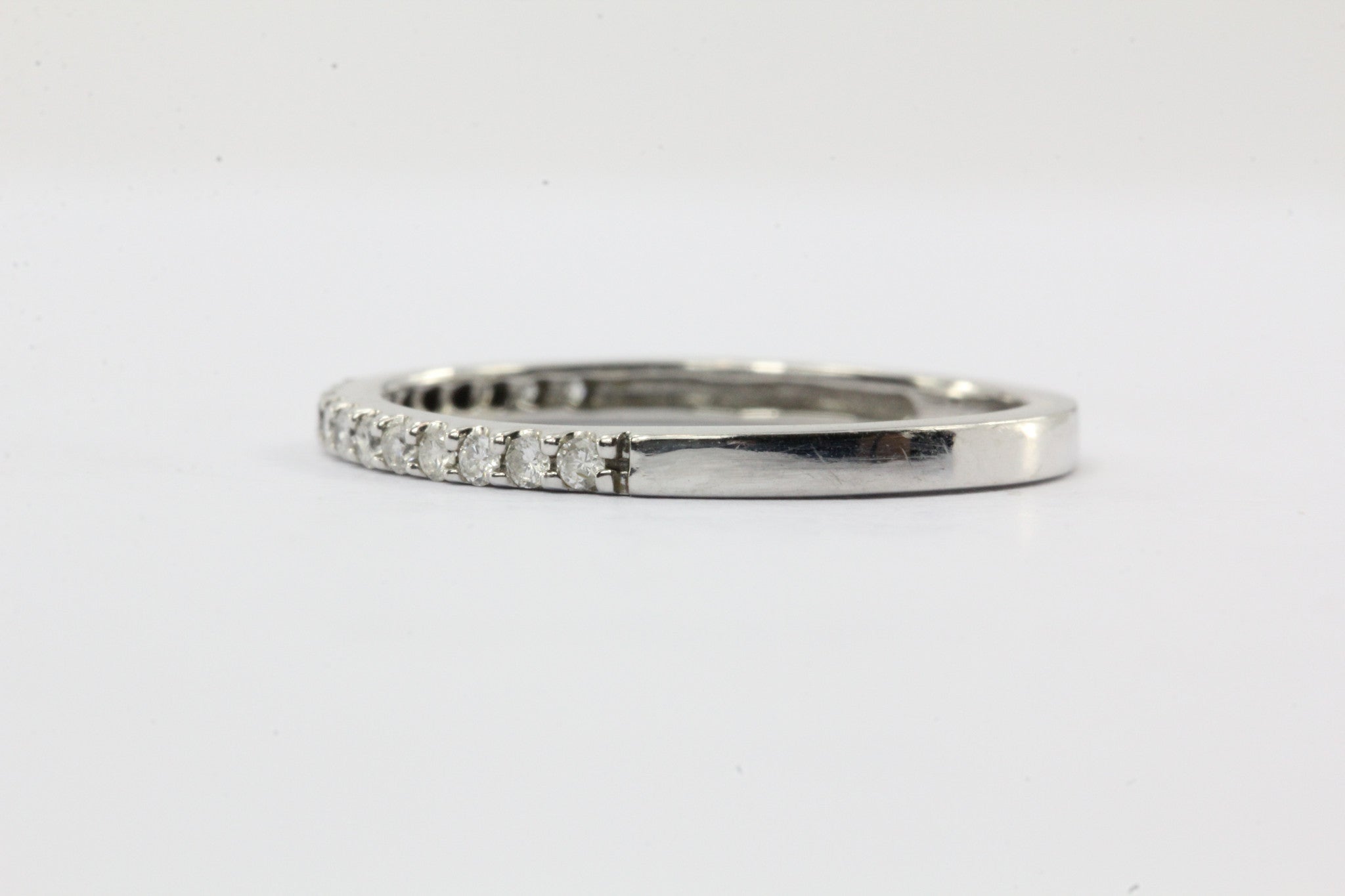 14K White Gold & Diamond Half Eternity Band Ring Size 4.5 - Queen May