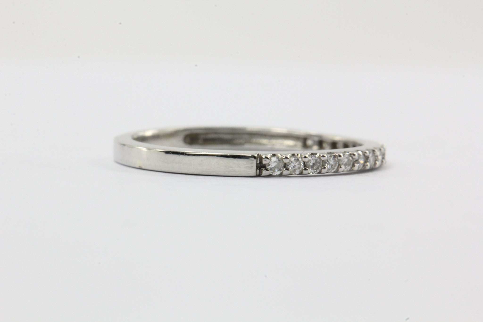 14K White Gold & Diamond Half Eternity Band Ring Size 4.5 - Queen May