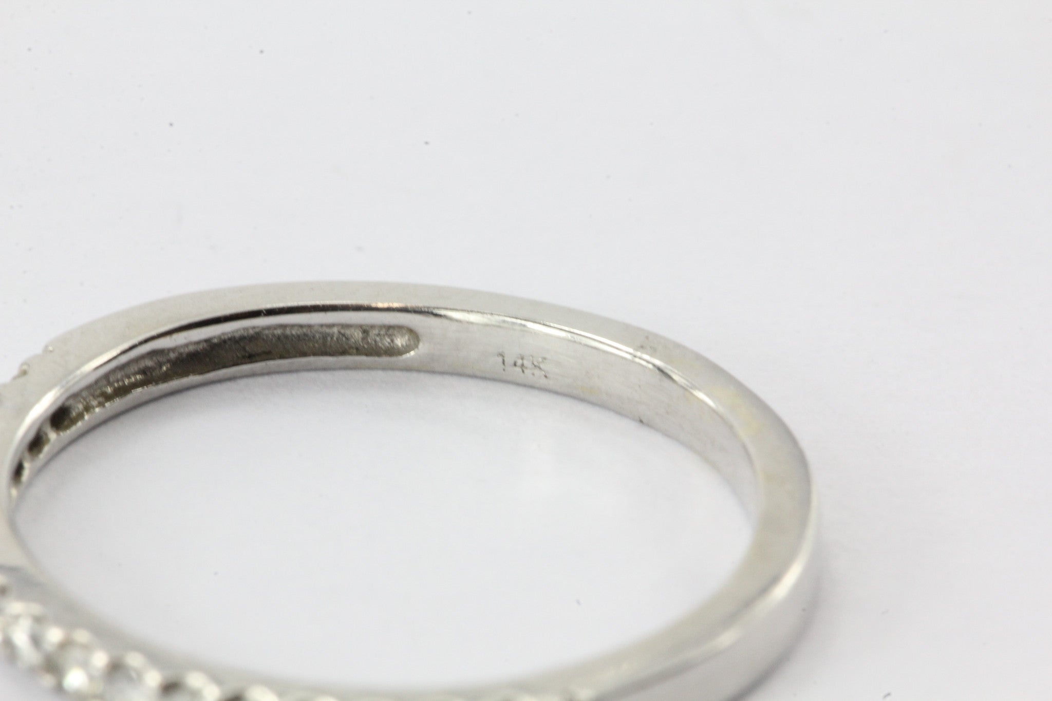 14K White Gold & Diamond Half Eternity Band Ring Size 4.5 - Queen May