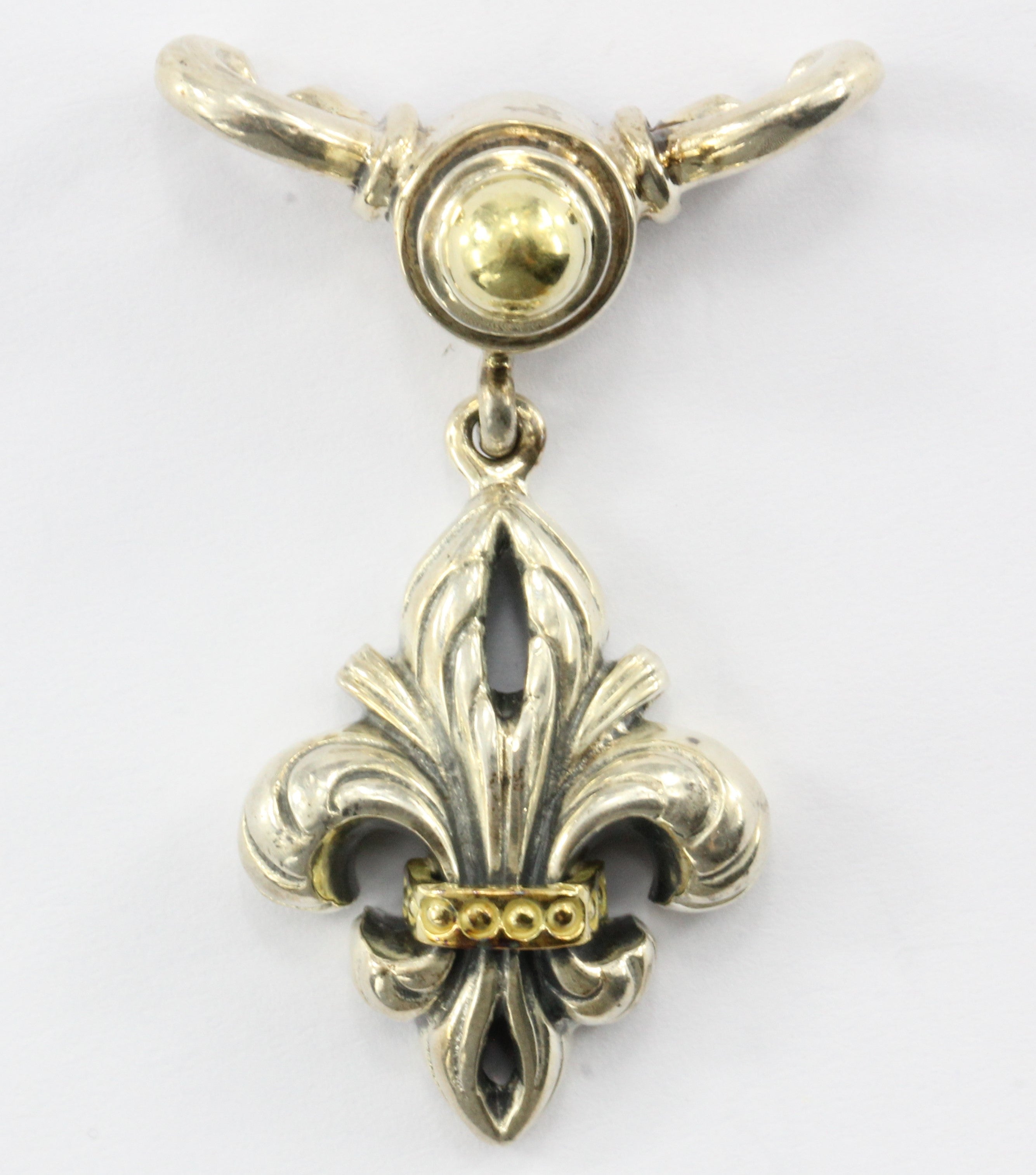 Lagos Fleur de Lis Sterling Silver & 18K Gold Pendant Enhancer - Queen May