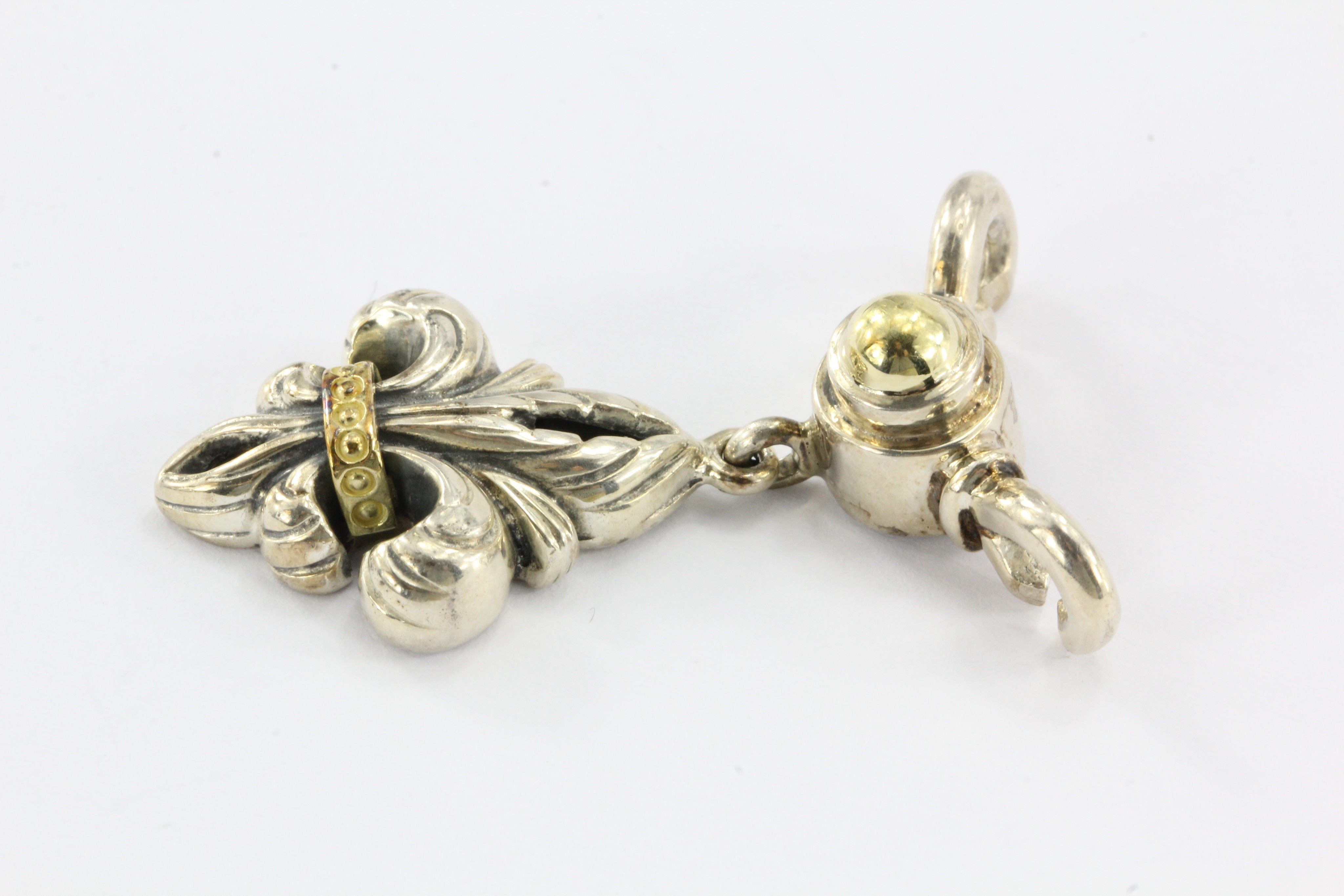 Lagos Fleur de Lis Sterling Silver & 18K Gold Pendant Enhancer - Queen May