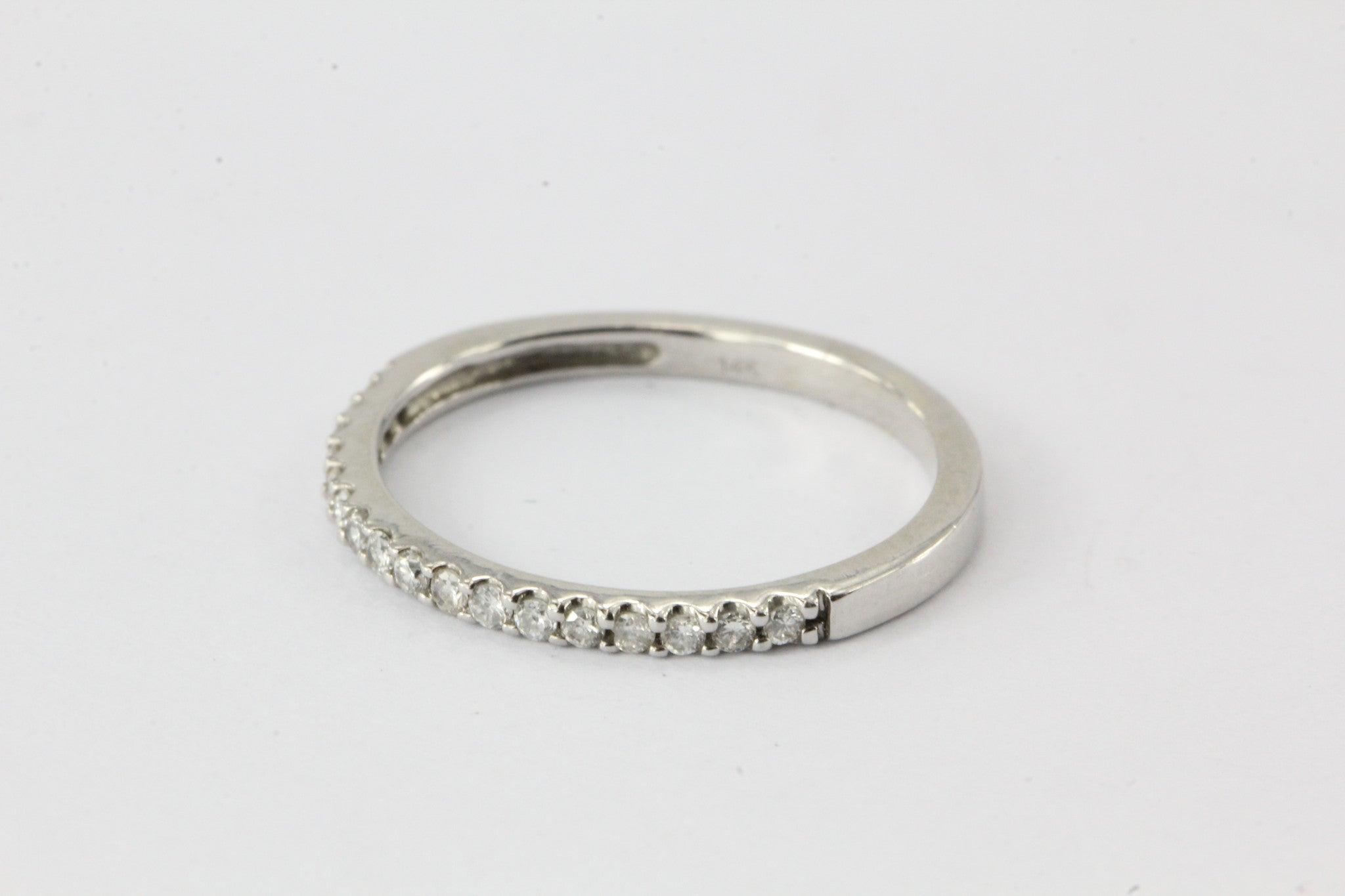 14K White Gold & Diamond Half Eternity Band Ring Size 4.5 - Queen May