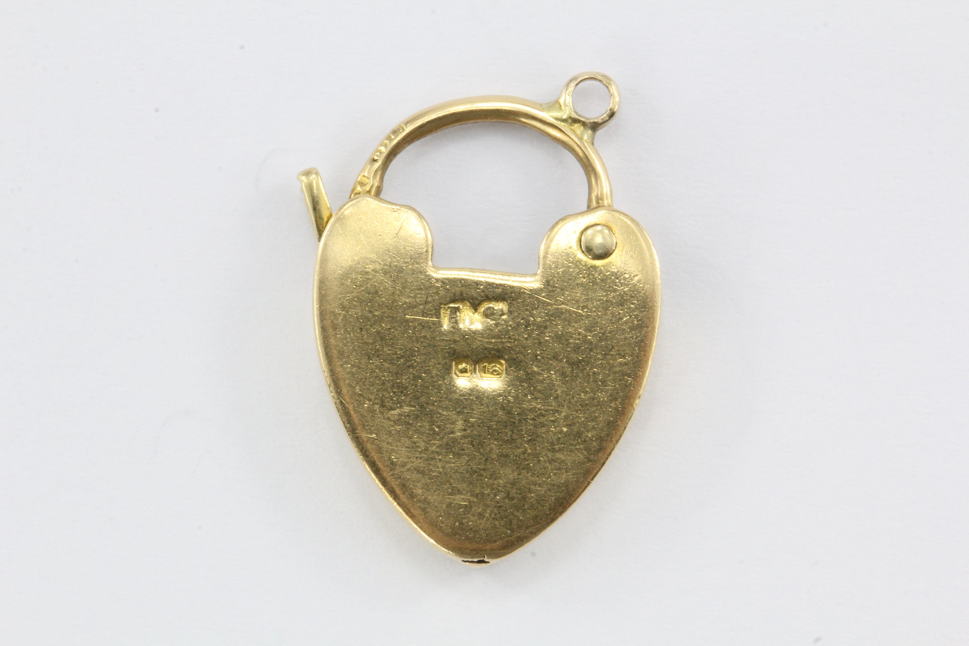 Antique English 18k Gold Heart Padlock Pendant / Charm - Queen May