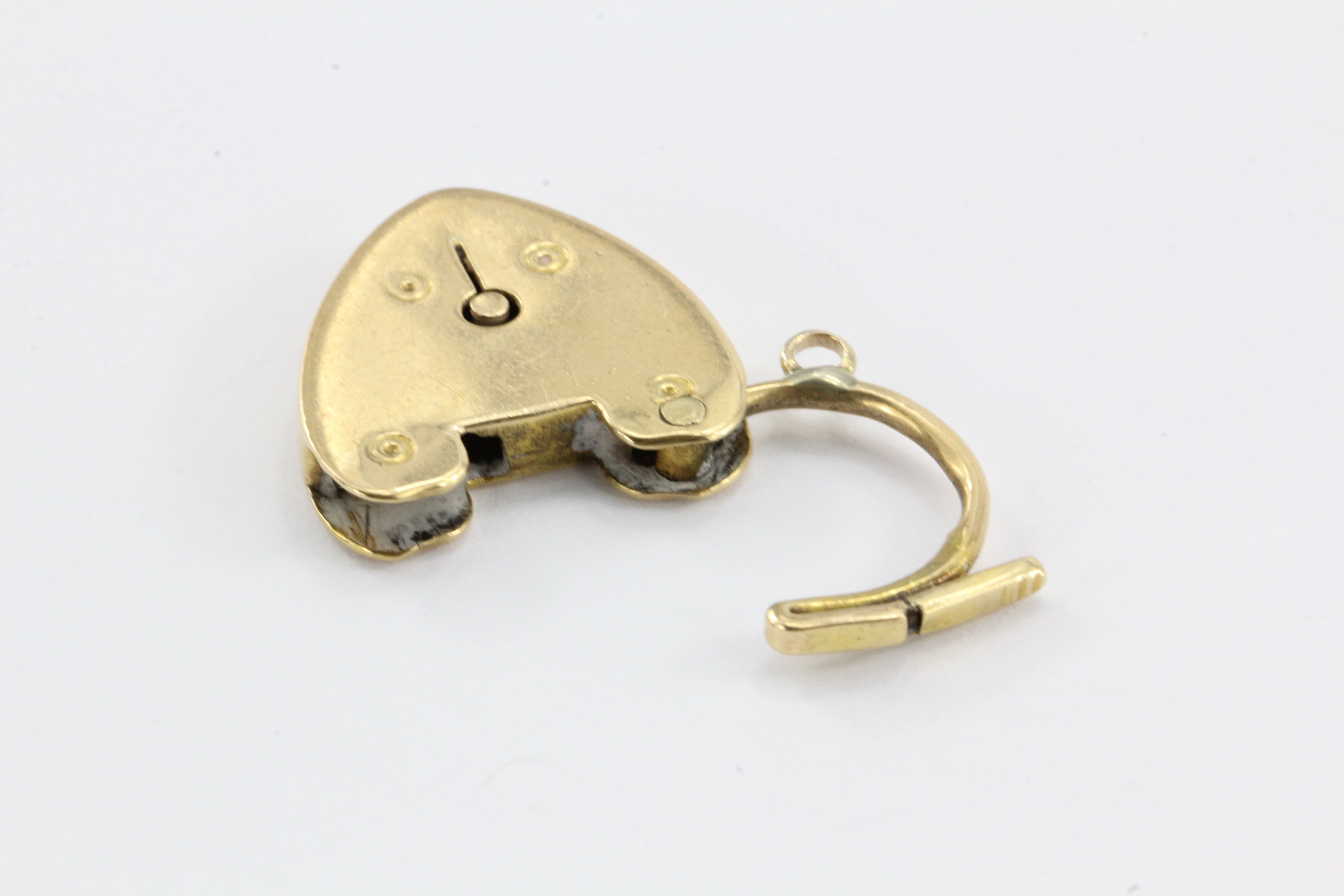 Antique English 18k Gold Heart Padlock Pendant / Charm - Queen May