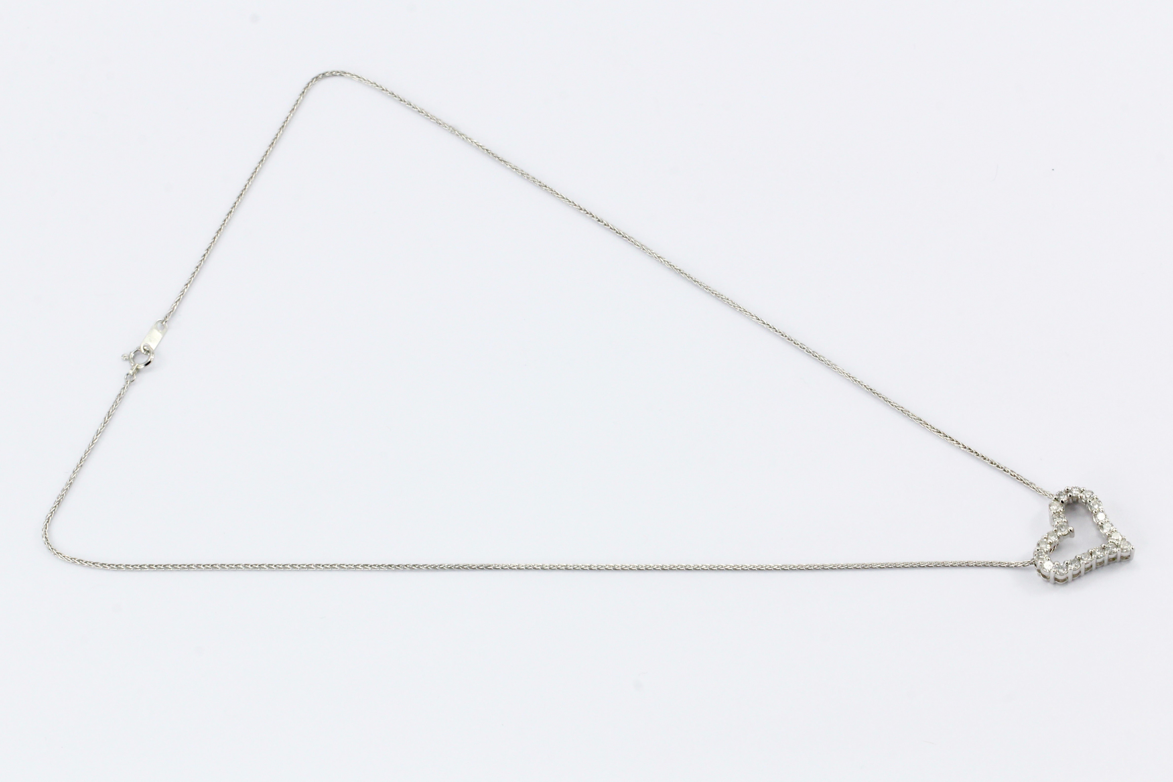 Platinum Diamond Heart Pendant Necklace 1CTW - Queen May