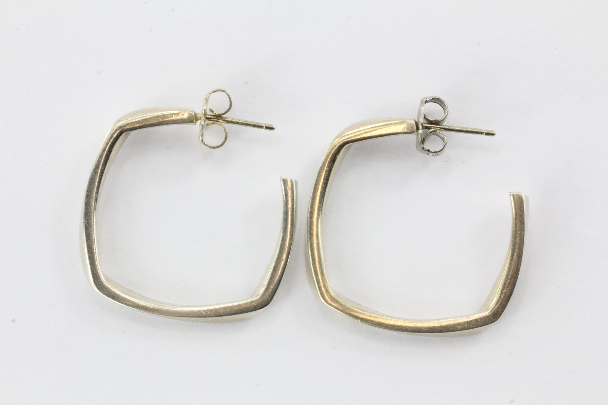 RARE Tiffany & Co Sterling Silver Gehry Torque Hoop Earrings w/ box & pouch - Queen May