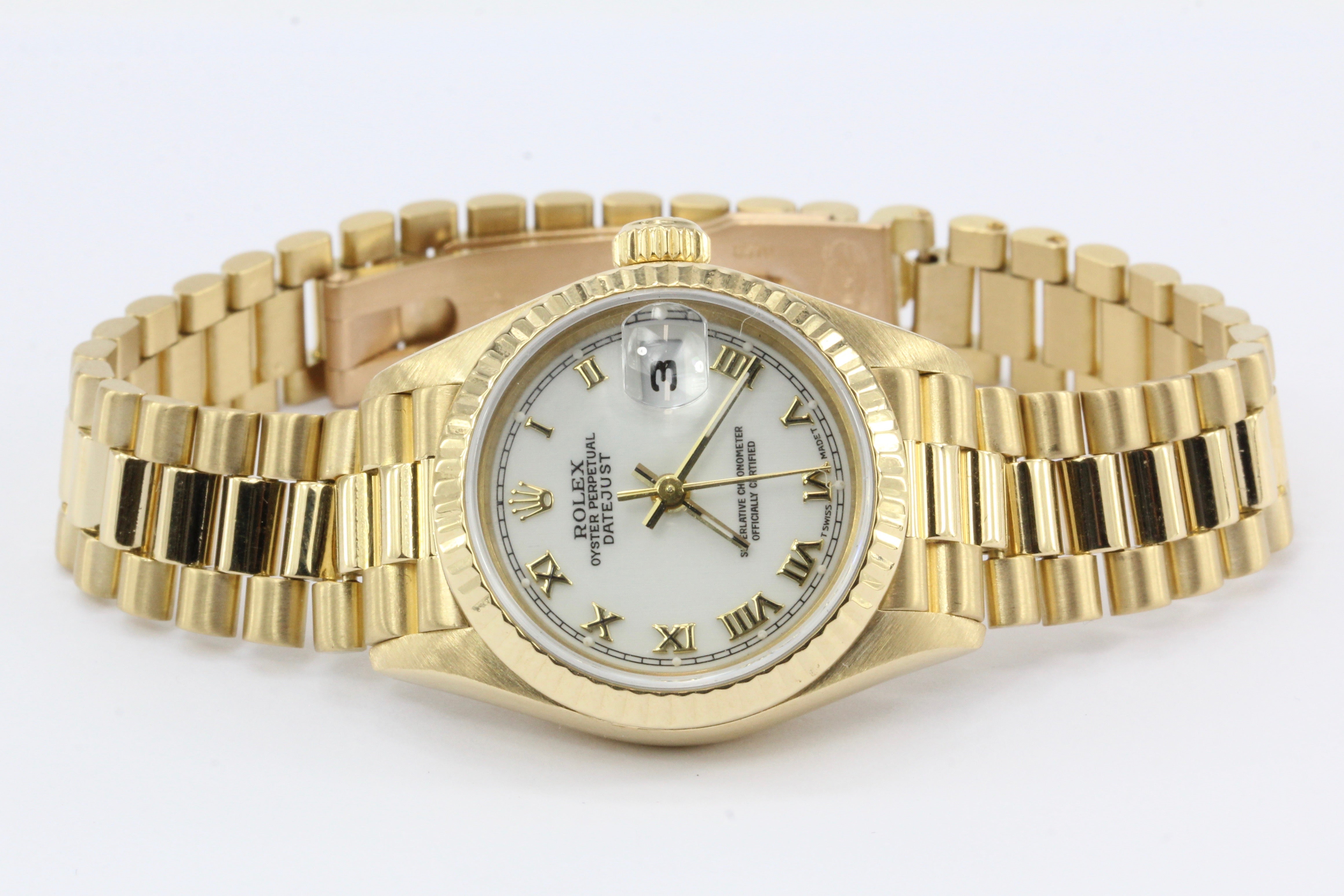 Rolex 69178 18K Yellow Gold White Dial Ladies Datejust President Watch - Queen May