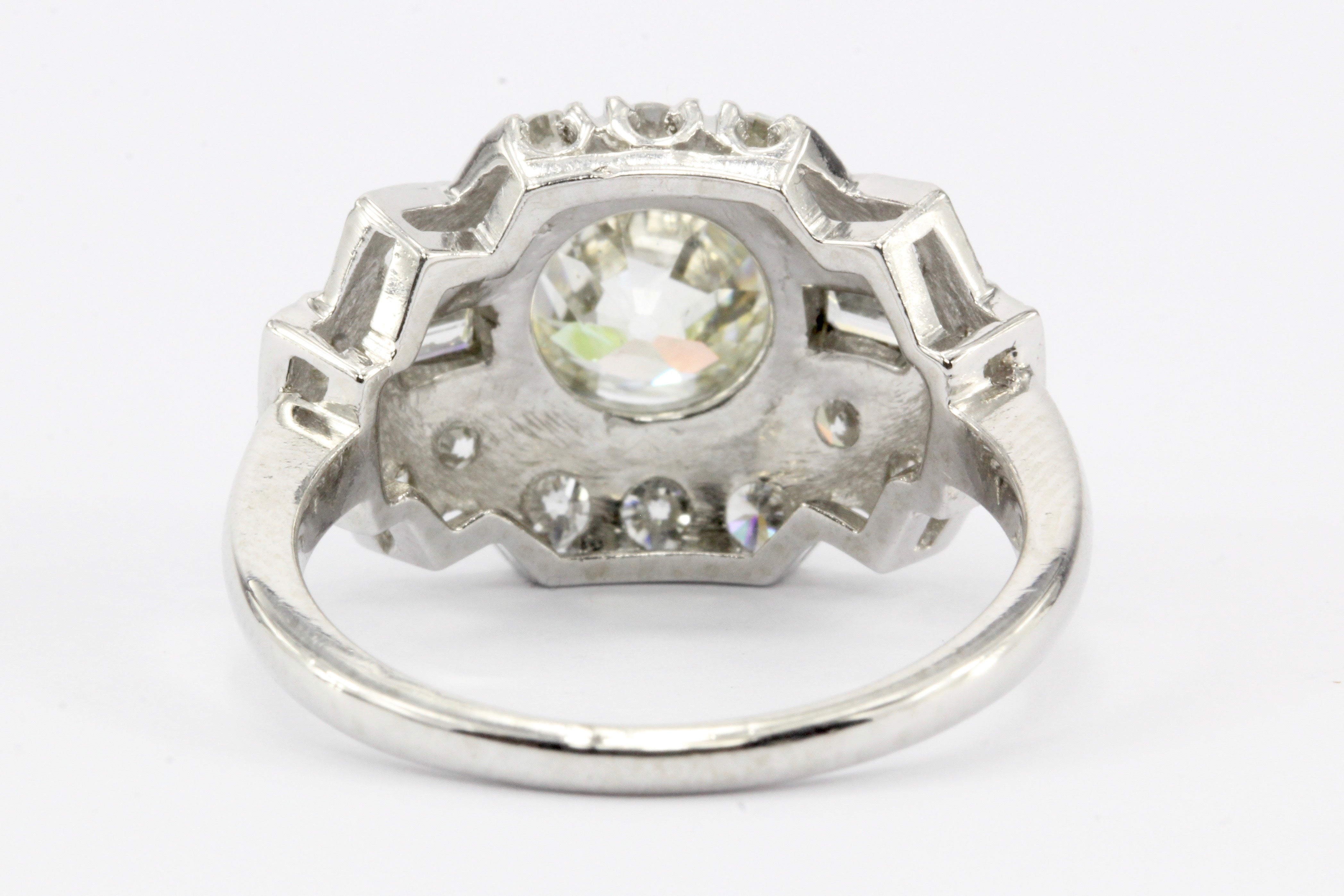 Art Deco Platinum Old European Cut Diamond Cluster Engagement Ring c.1920's - Queen May