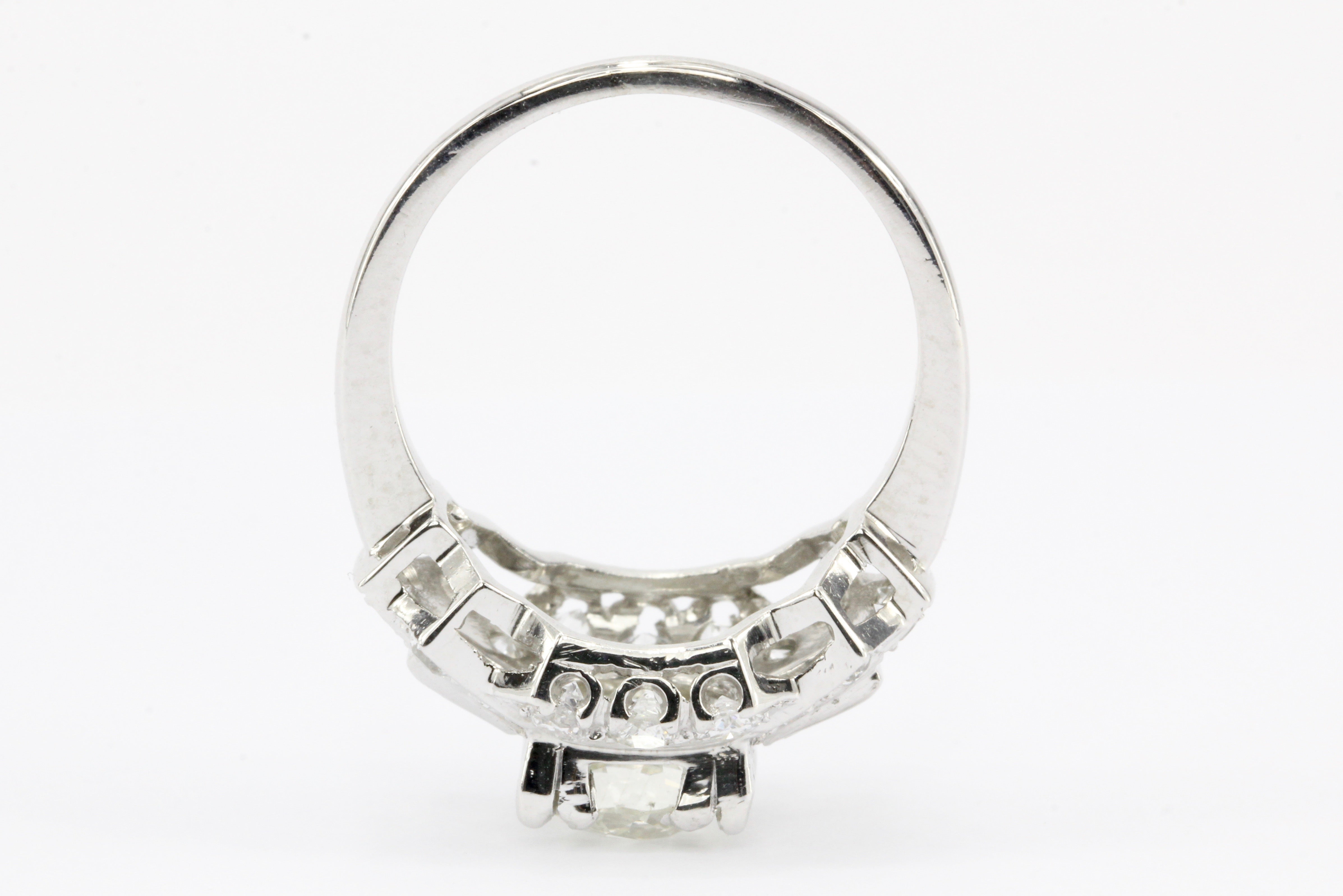 Art Deco Platinum Old European Cut Diamond Cluster Engagement Ring c.1920's - Queen May