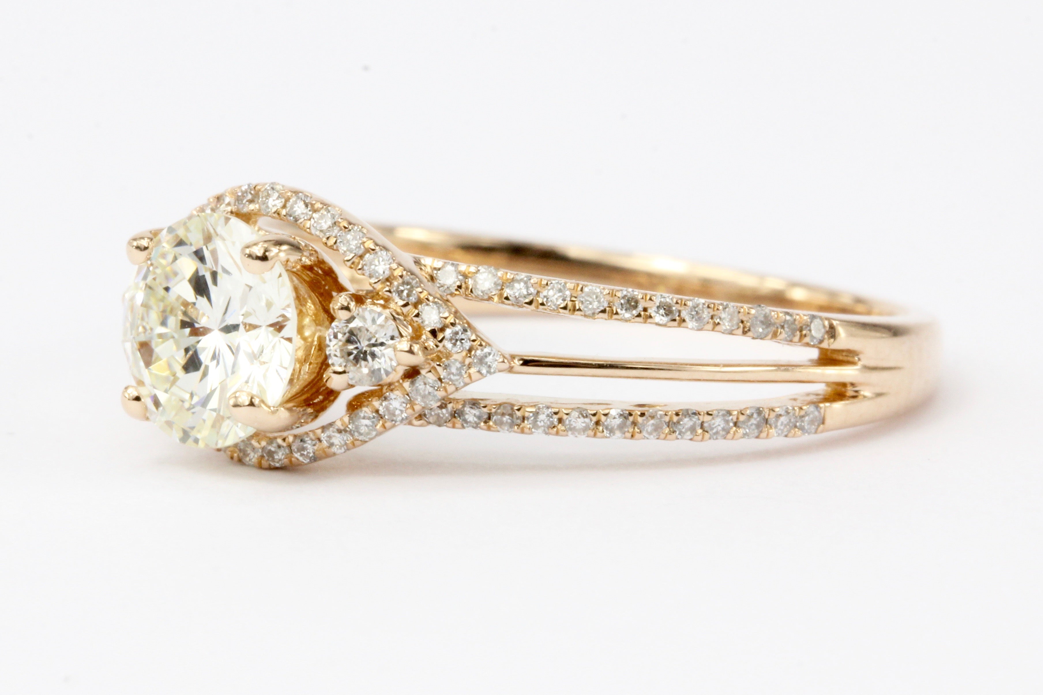 18K Rose Gold Diamond Engagement Ring .91 CTW - Queen May