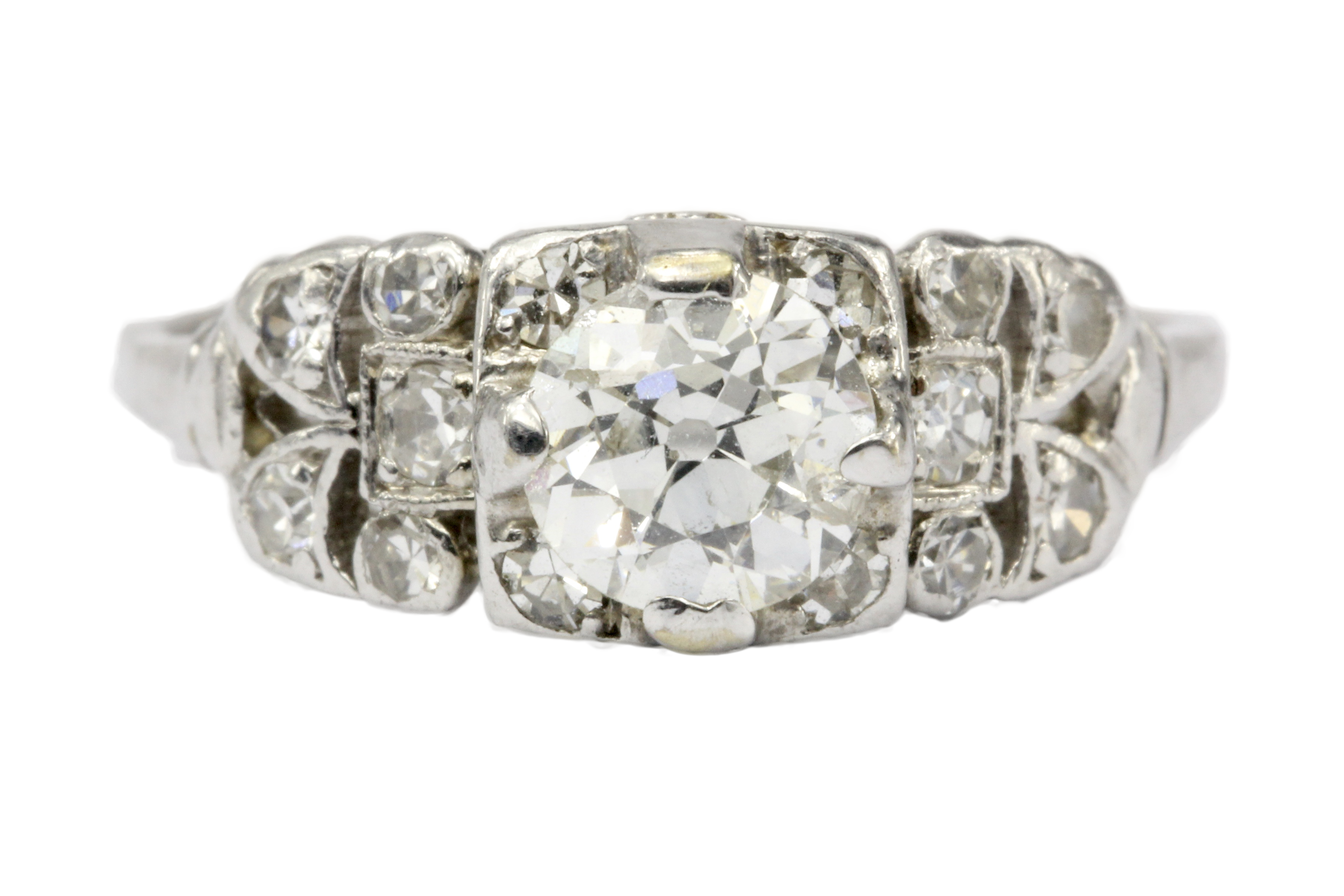 Art Deco Platinum Old European Cut Diamond Engagement Ring c.1930's - Queen May