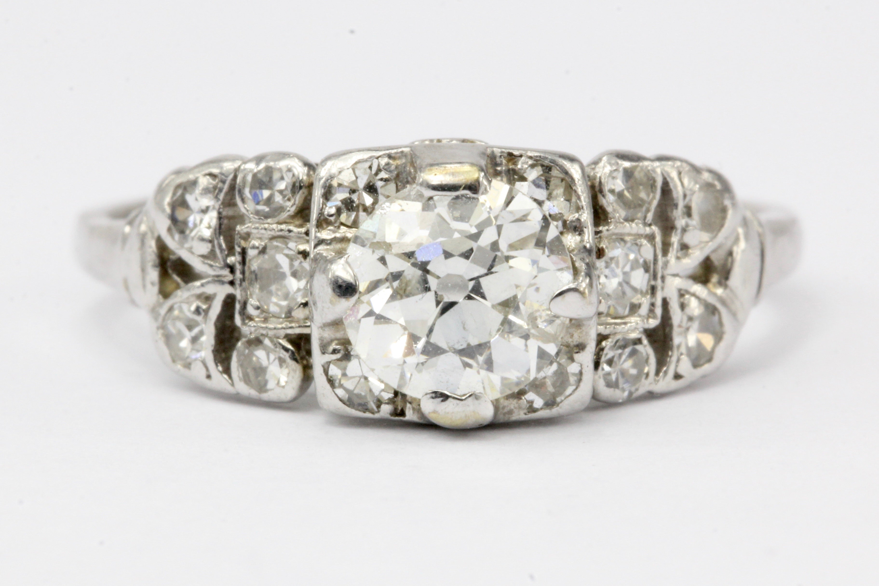 Art Deco Platinum Old European Cut Diamond Engagement Ring c.1930's - Queen May