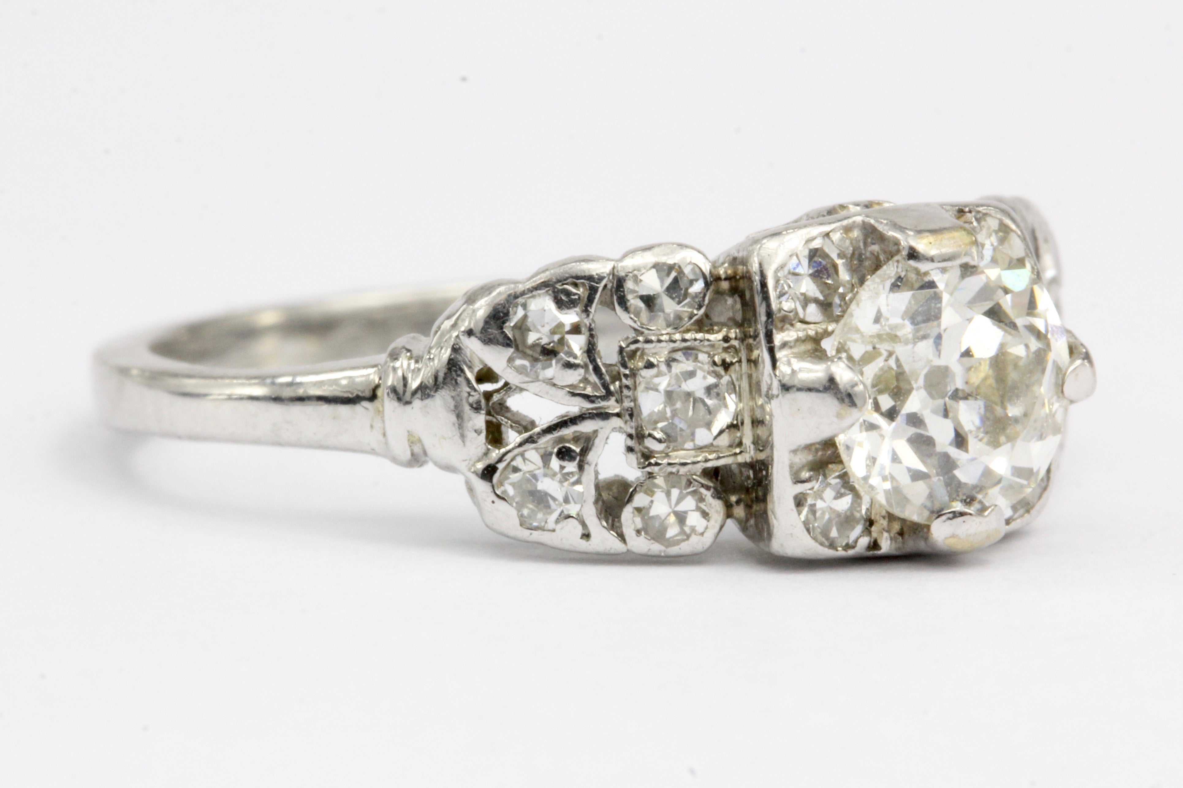 Art Deco Platinum Old European Cut Diamond Engagement Ring c.1930's - Queen May