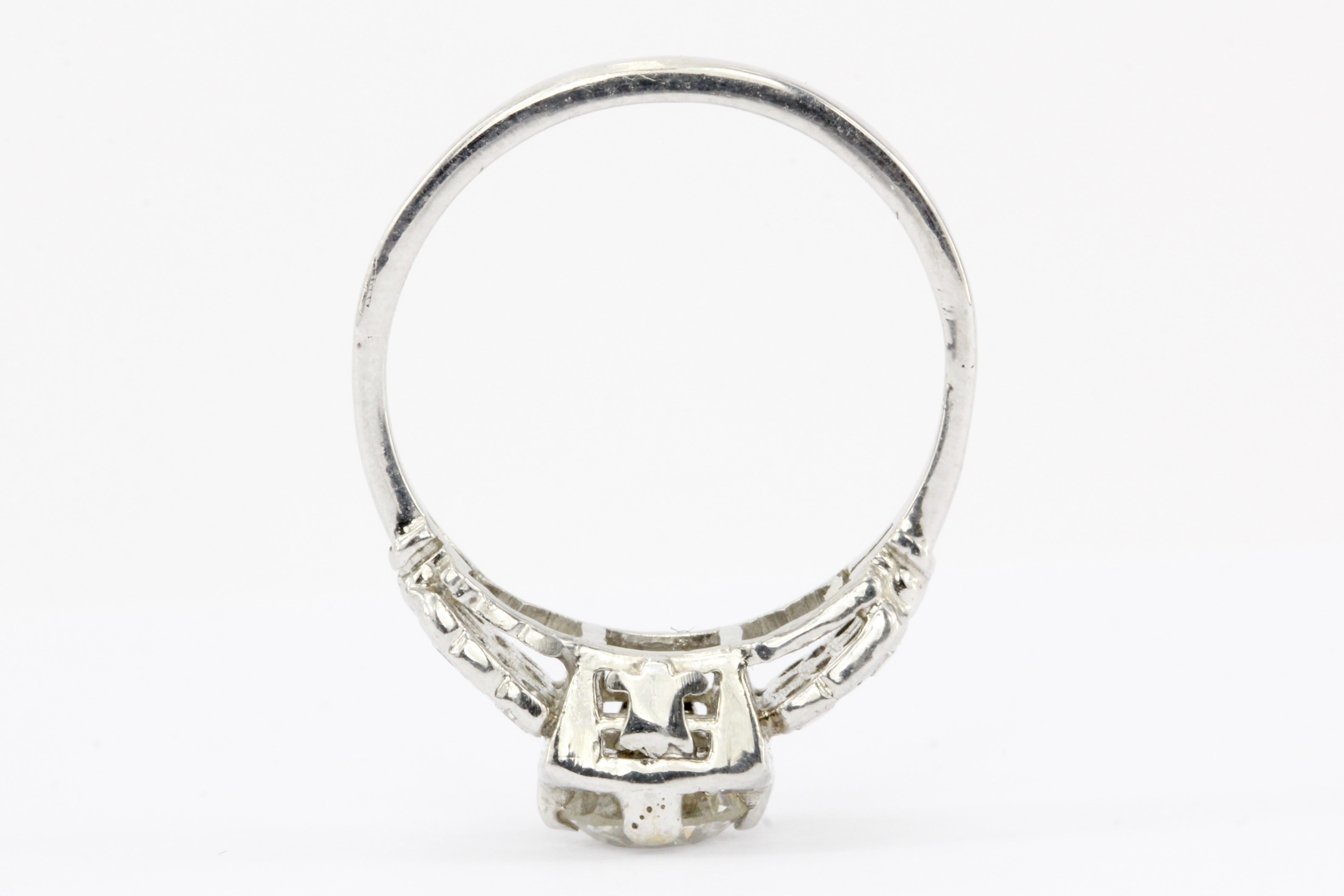 Art Deco Platinum Old European Cut Diamond Engagement Ring c.1930's - Queen May