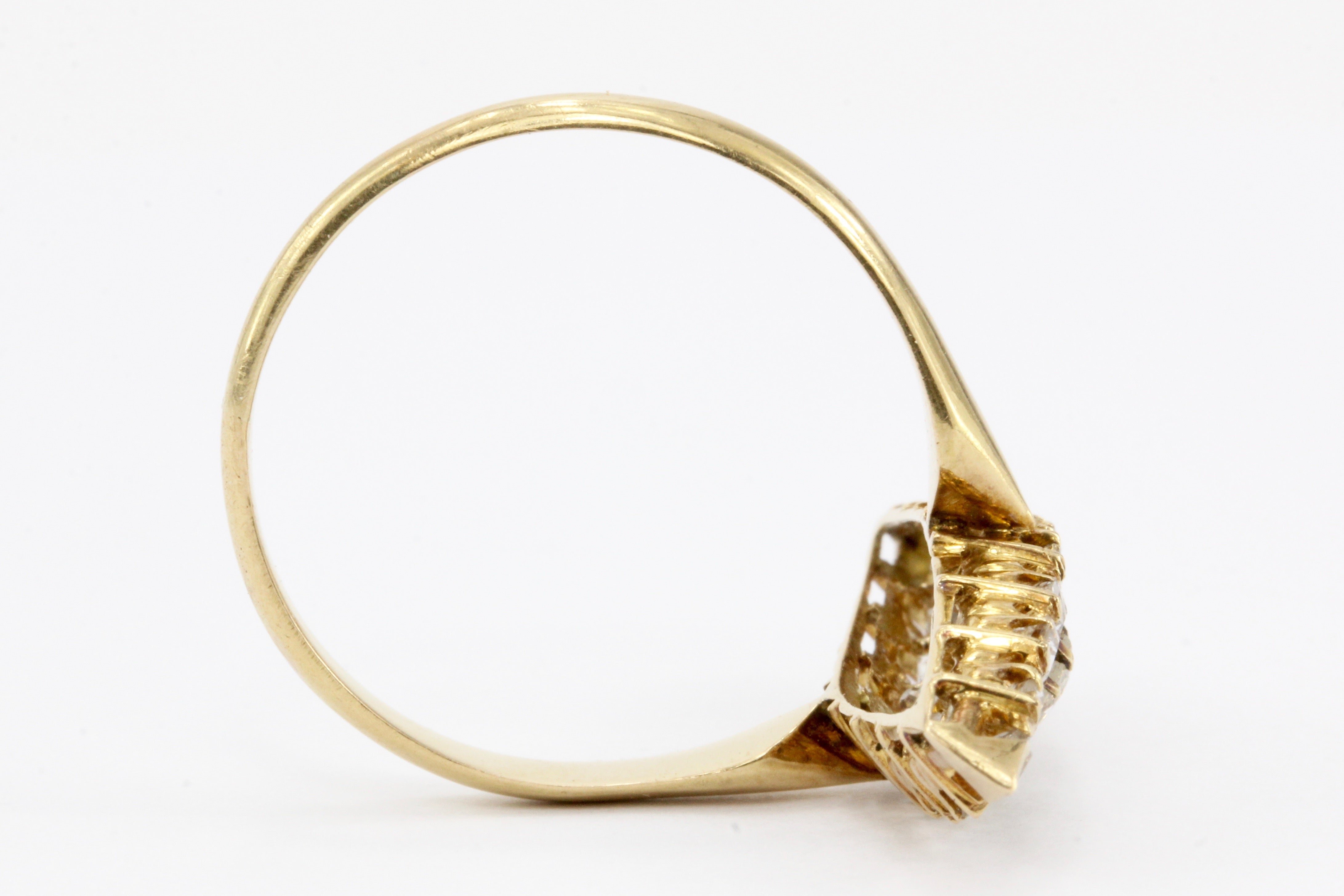 Victorian 18K Gold Old European Cut Diamond Navette Ring c.1890 - Queen May