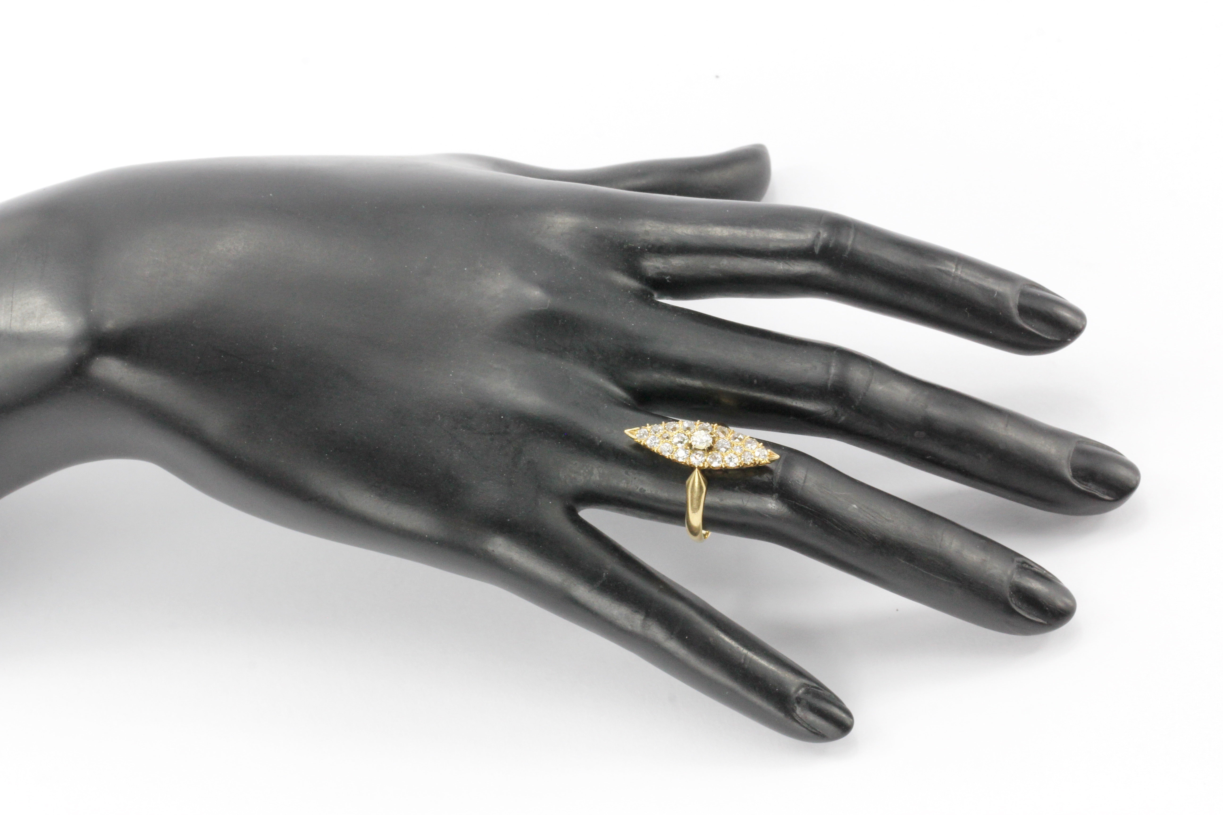 Victorian 18K Gold Old European Cut Diamond Navette Ring c.1890 - Queen May