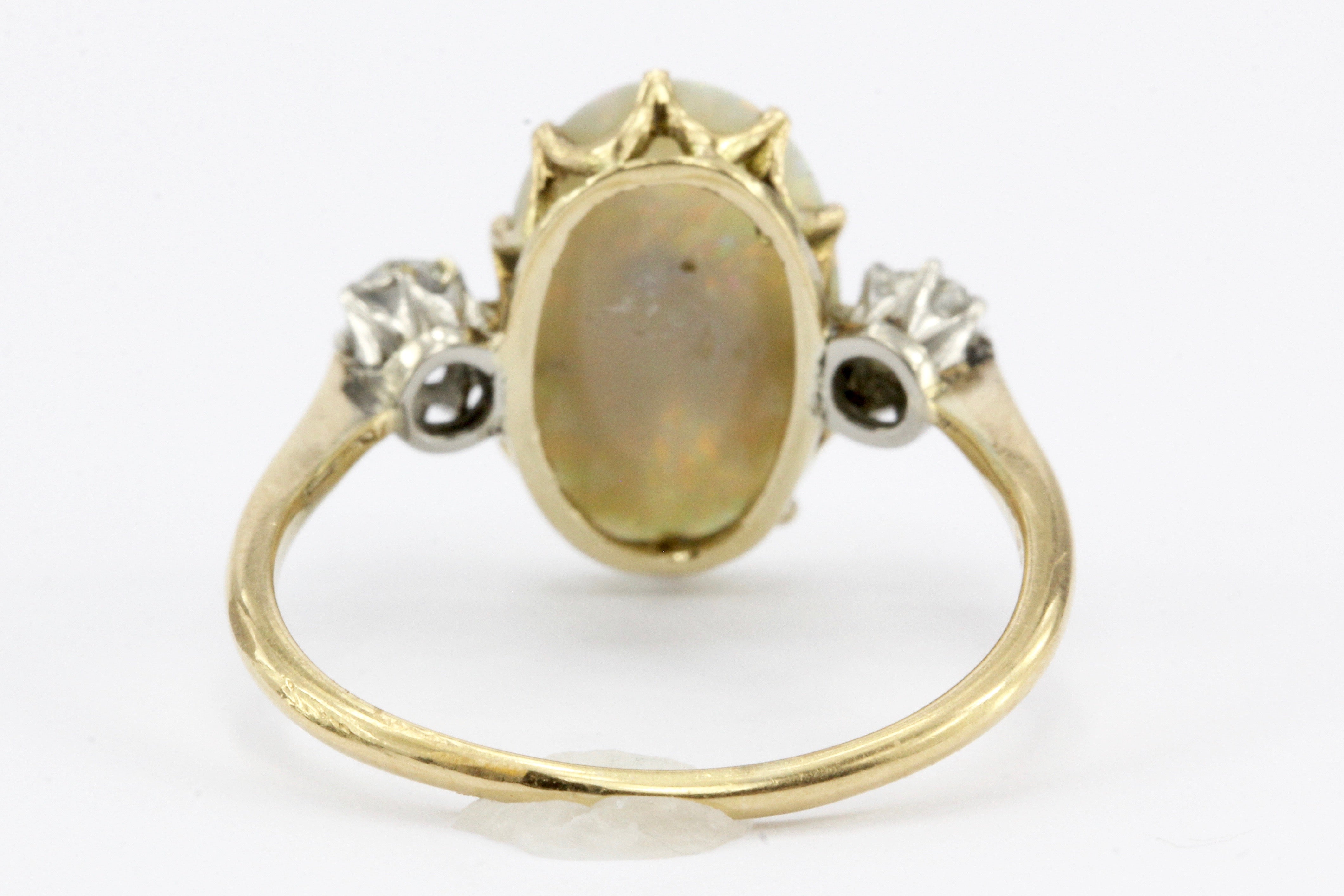 Victorian 18K Gold 2.5 Carat Opal & Old Mine Diamond Ring c.1890's - Queen May