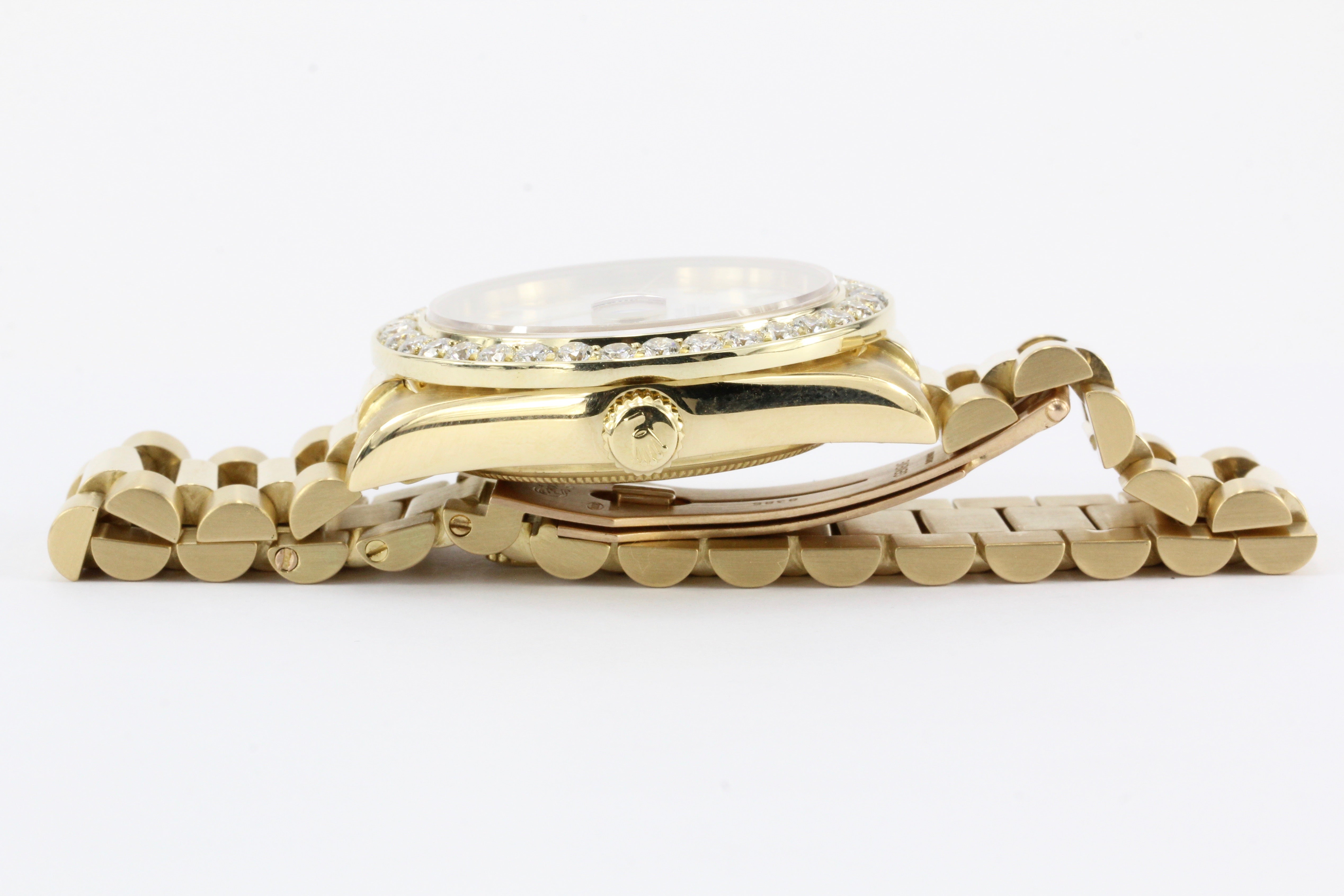 Rolex Oyster President Day-Date 18038 Diamond Bezel 18k Yellow Gold Men's Watch - Queen May