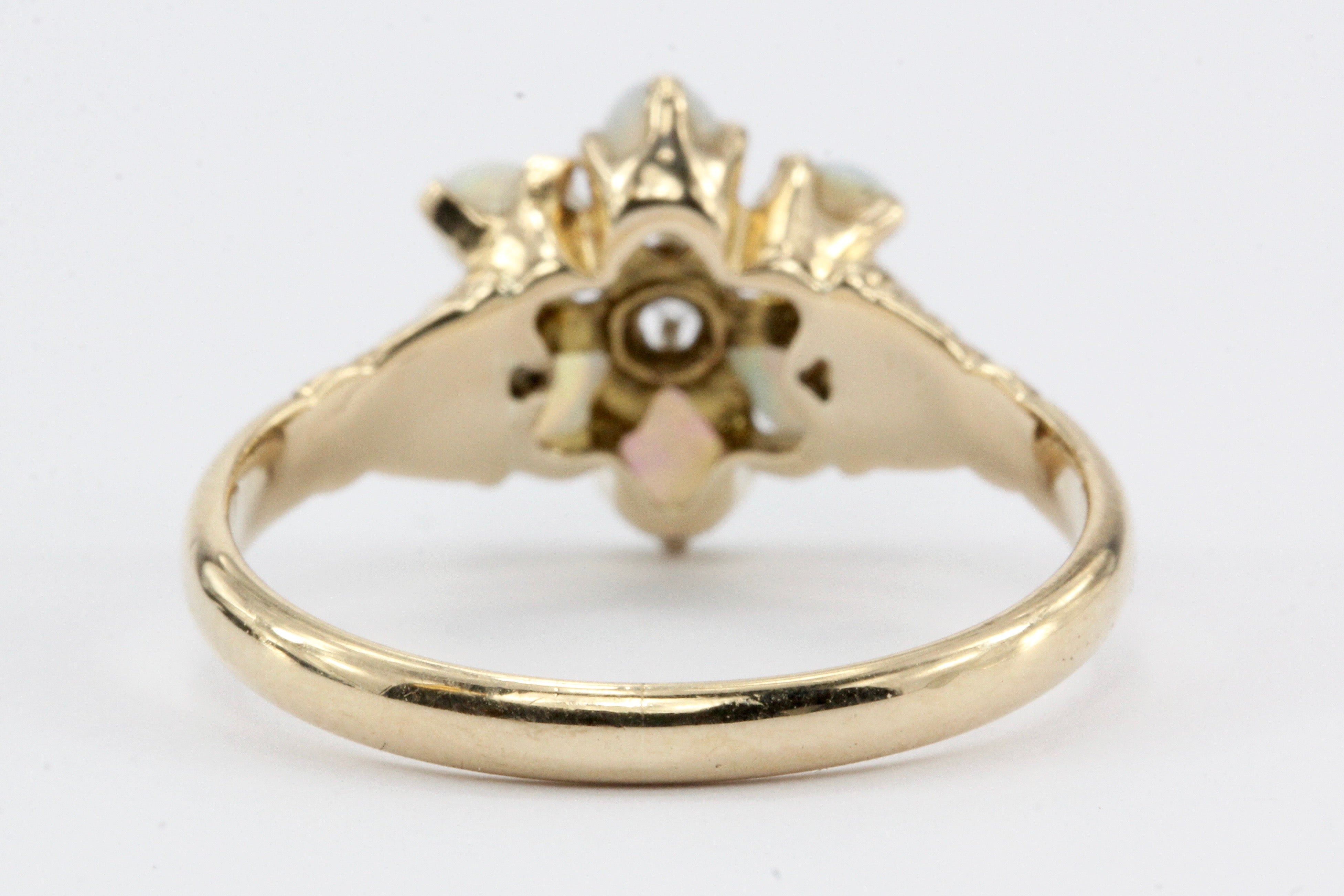 Victorian 10K Gold Opal & Diamond Ring c.1890's by  M.B. Bryant & Co - Queen May