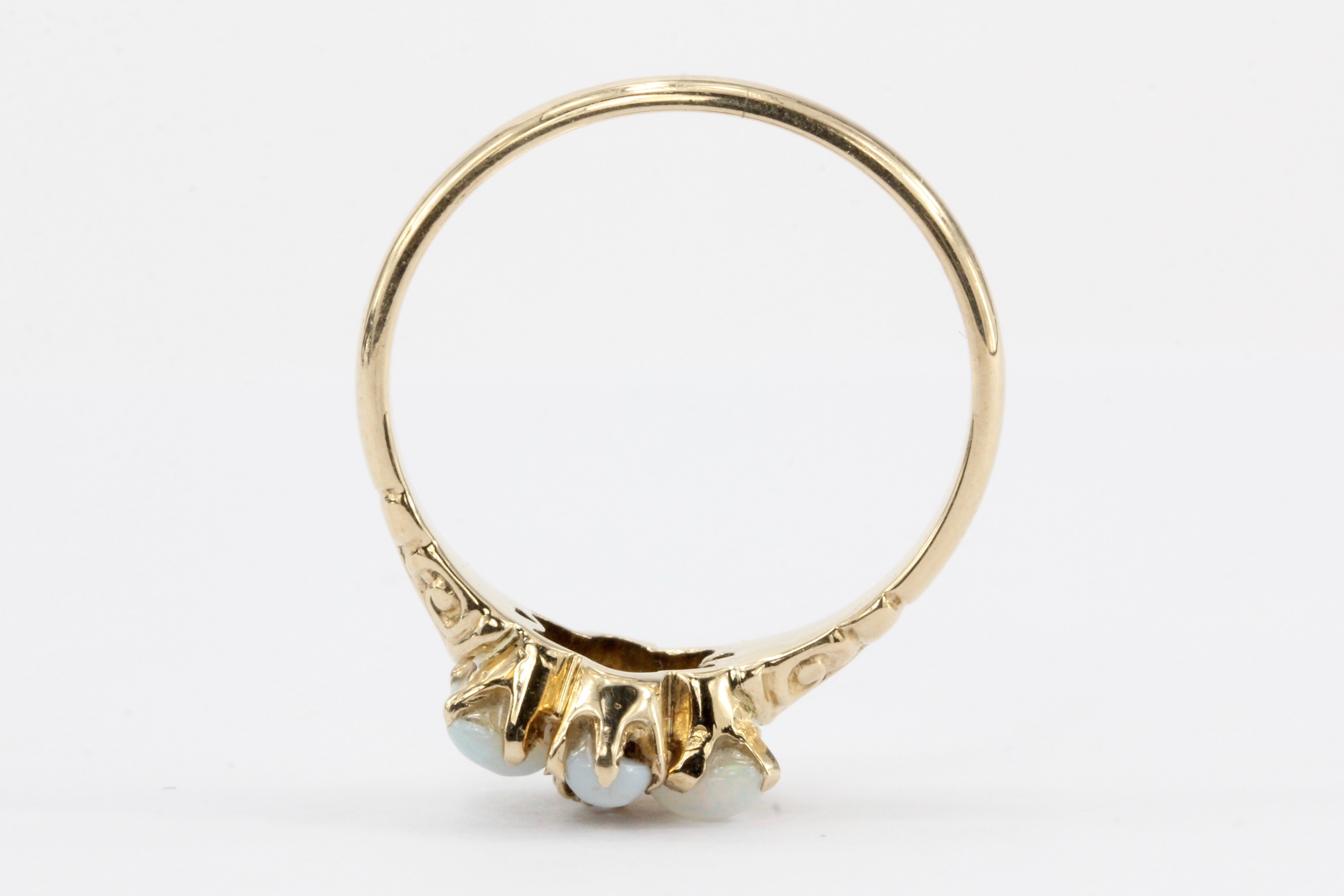 Victorian 10K Gold Opal & Diamond Ring c.1890's by  M.B. Bryant & Co - Queen May