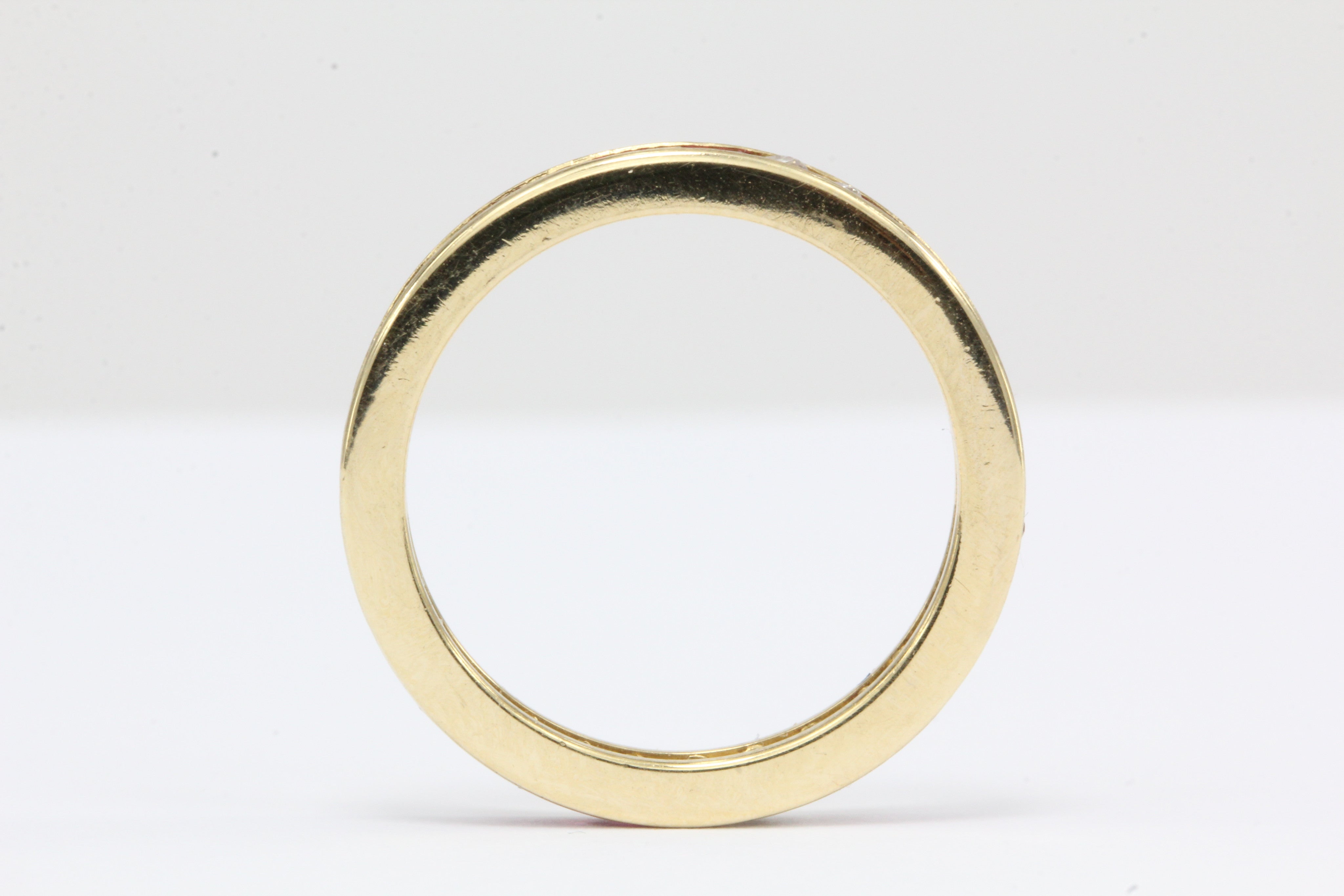 Retro 14k Yellow Gold 1 Carat Diamond and Ruby Eternity Band - Queen May