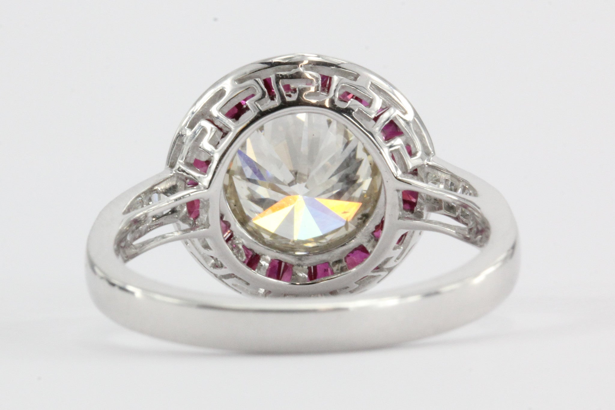 Art Deco Inspired Platinum 1.9 Carat Diamond & Ruby Sophia D Engagement Ring - Queen May