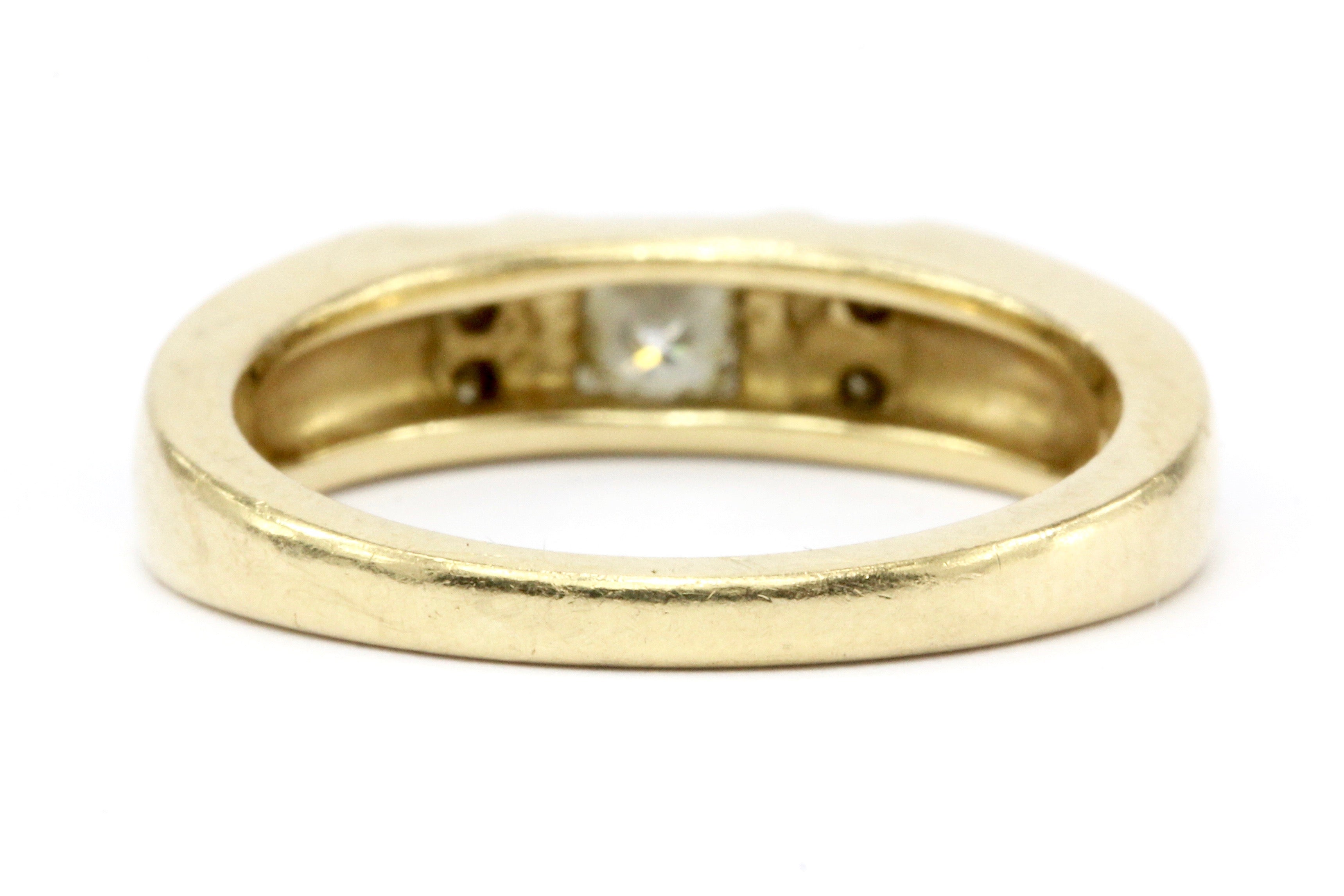 Kabana 14K Gold Princess Cut Diamond & Opal Inlaid Ring Band - Queen May