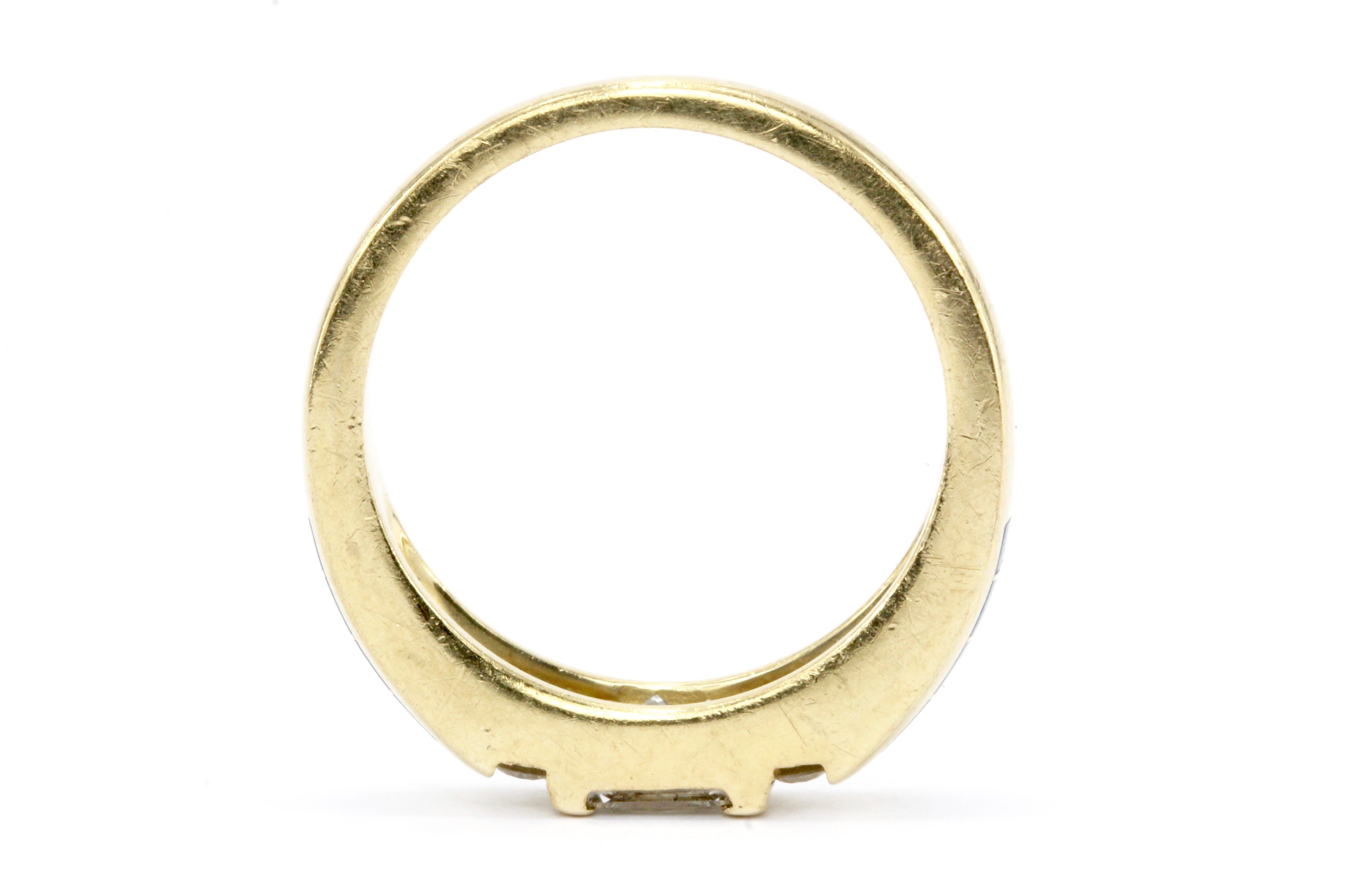 Kabana 14K Gold Princess Cut Diamond & Opal Inlaid Ring Band - Queen May